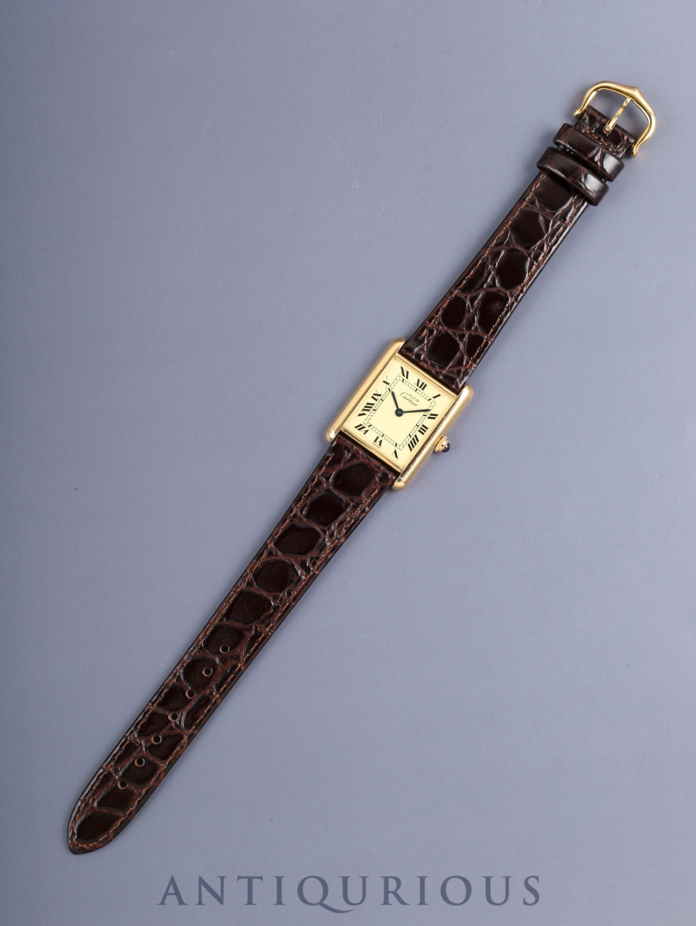 Cartier Must Tank LM W1002753 / 590005 Quartz Cal.90 SV925 Leather Genuine Pin Buckle (GP) Ivory Roman Dial (SWISS marking) Overhauled