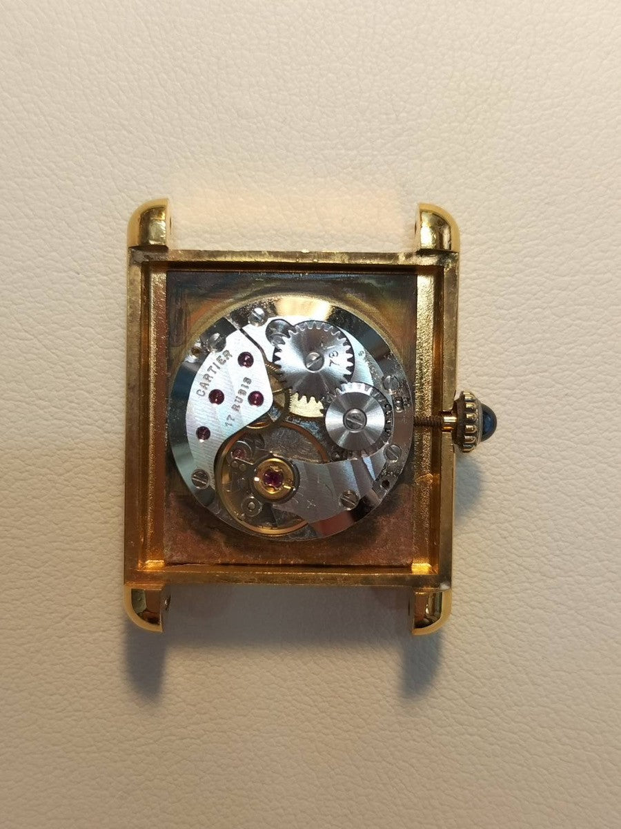 カルティエ マストタンク LM 手巻き Cal.78-1 SV925 革 純正尾錠（GP） アイボリー文字盤 1976年頃～1981年頃 オーバーホール済み