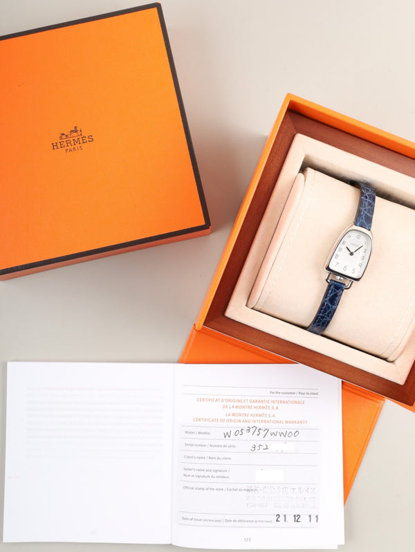 エルメス ギャロップ W053757WW00 / GA1.110 クォーツ SS 純正ベルト 純正尾錠（SS）シルバー文字盤 箱（剥がれあり） 保証書（2021年）冊子 オーバーホール済み