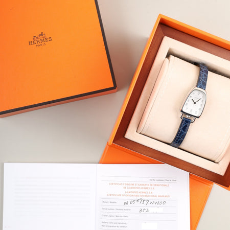 エルメス ギャロップ W053757WW00 / GA1.110 クォーツ SS 純正ベルト 純正尾錠（SS）シルバー文字盤 箱（剥がれあり） 保証書（2021年）冊子 オーバーホール済み