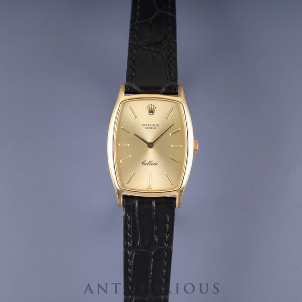 Rolex Cellini 3807 Manual Winding Caliber 1600 750 Leather Strap with Genuine Buckle (GP) Gold Dial 38 Series (1973) Overhauled
