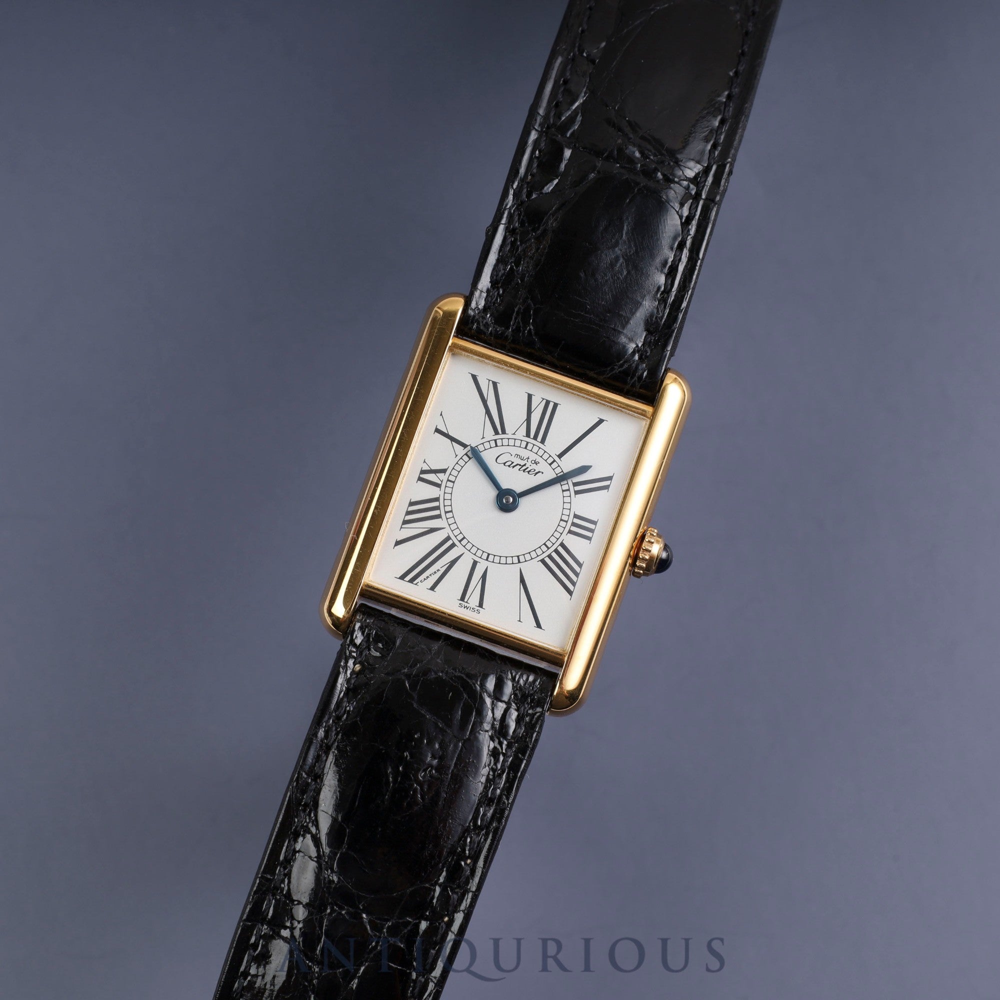 CARTIER Must Tank LM QZ 590005 SV925 Leather Opalan Dial Box Warranty (1995)