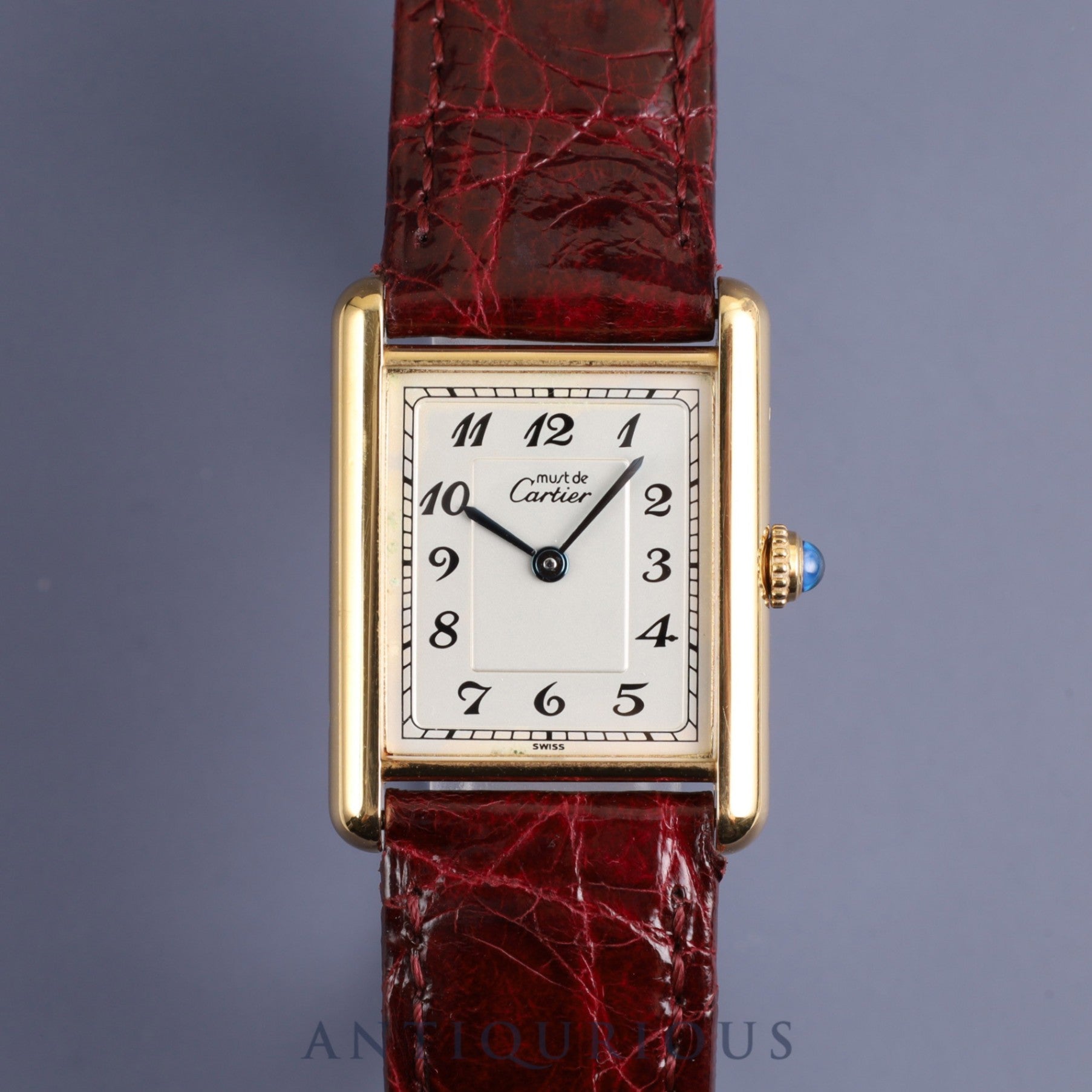 Cartier Must Tank LM 590005 Quartz Cal.90 SV925 Genuine leather strap Genuine buckle (GP) White Arabic dial Overhauled