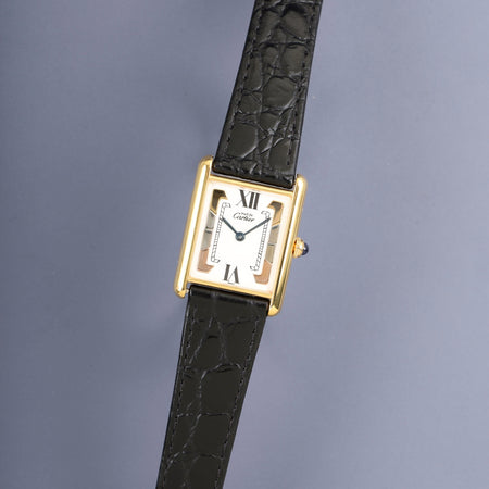 カルティエ マストタンク LM W1006254 /  590005 クォーツ Cal.90 SV925 革 純正ピンバックル（GP）サイドトリニティ文字盤（SWISS表記）オーバーホール済み 新品仕上げ済み