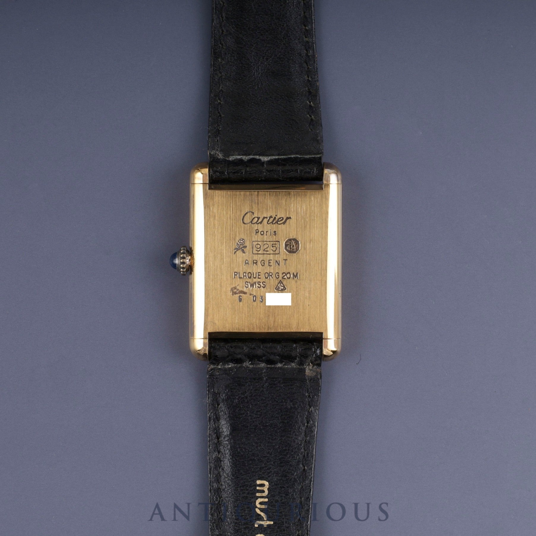 Cartier Must Tank LM Manual winding Cal.78-1 SV925 Genuine leather strap Genuine buckle Black Roman dial Warranty (1978) Overhauled