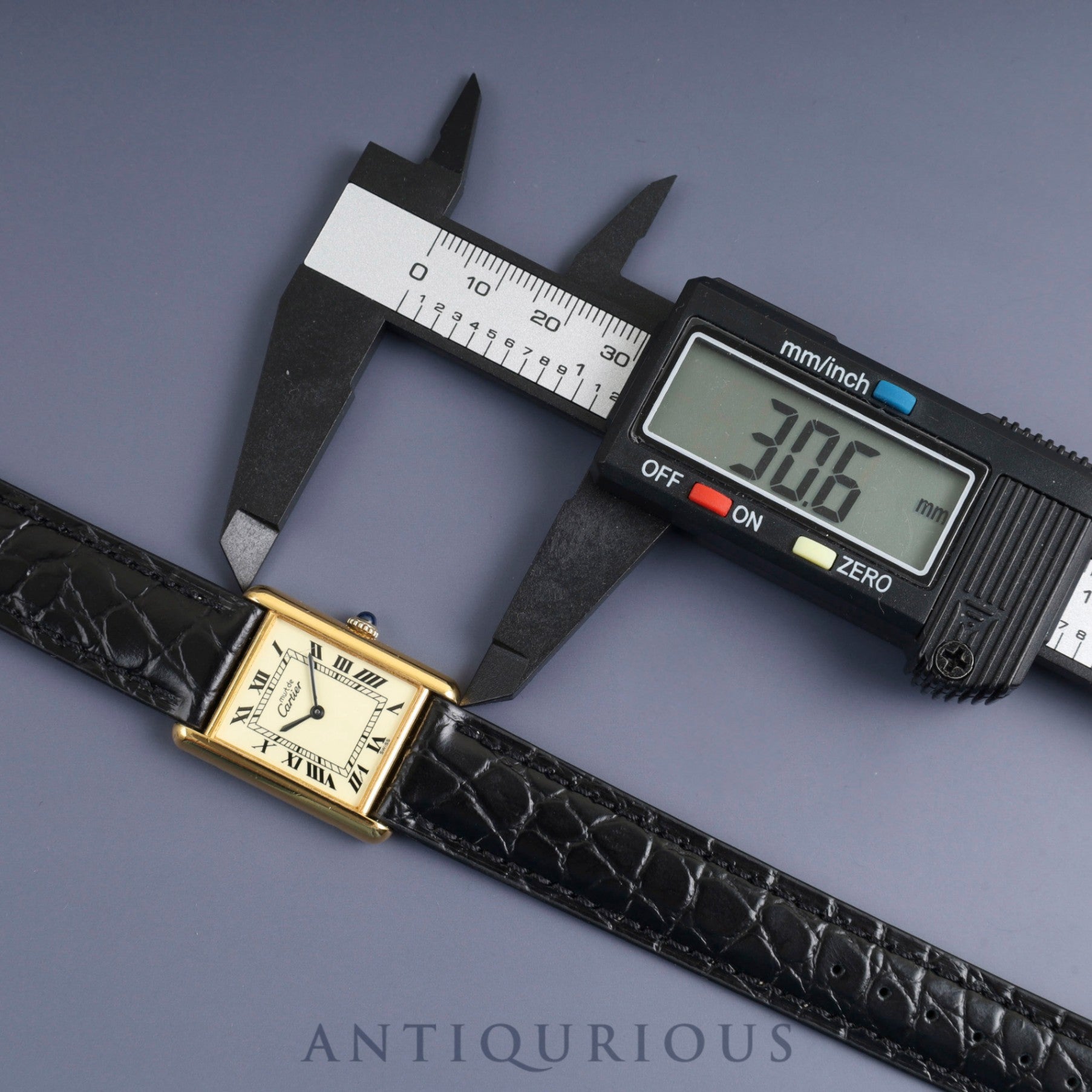 Cartier Must Tank LM 6 182065 Manual Winding Caliber 78-1 SV925 Leather Strap with Genuine GP Buckle Ivory Roman Dial Overhauled