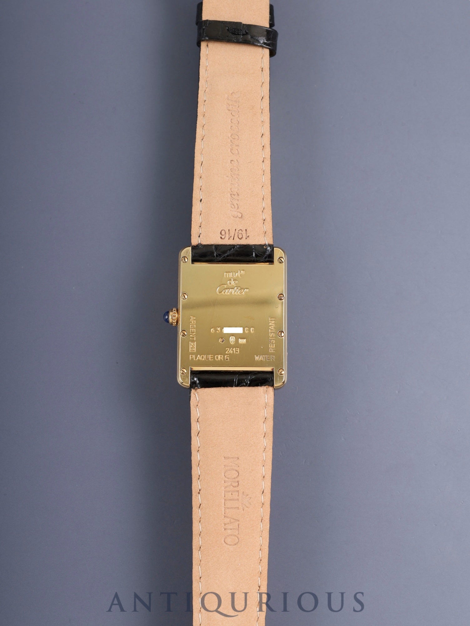 カルティエ マストタンク GM（XL） 2413 クォーツ Cal.87 SV925 革 純正ピンバックル（GP） テレフォンアラビア文字盤 （SWISS MADE表記） 箱 オーバーホール済み