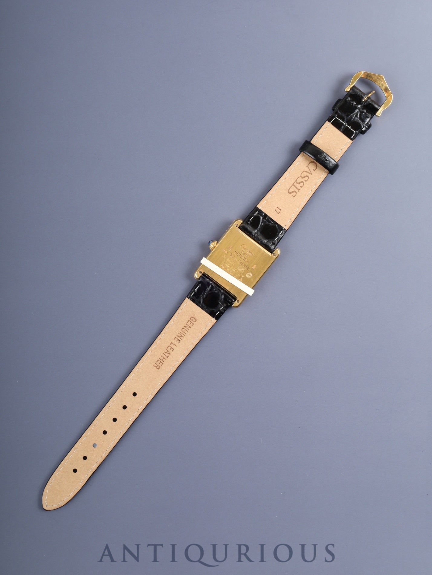 Cartier Must Tank LM 590005 Quartz Caliber 90 SV925 Leather Strap with Genuine GP Buckle Arabic Dial Circa 1982-1995 Overhauled and Finished to Like New