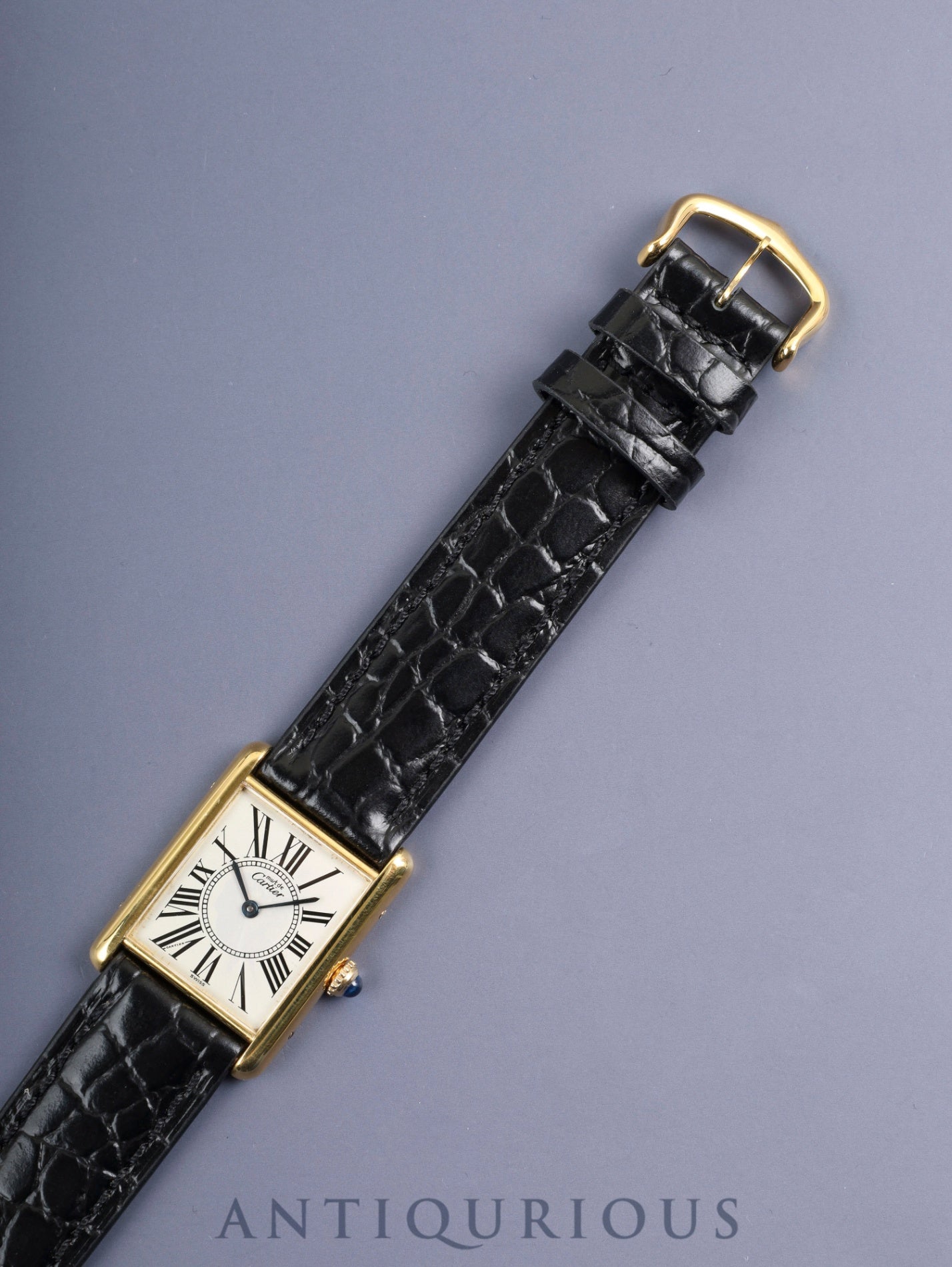 カルティエ マストタンク LM 590005 クォーツ Cal.90 SV925 革 純正ピンバックル（GP）オパラン文字盤（SWISS表記）オーバーホール済み 新品仕上げ済み