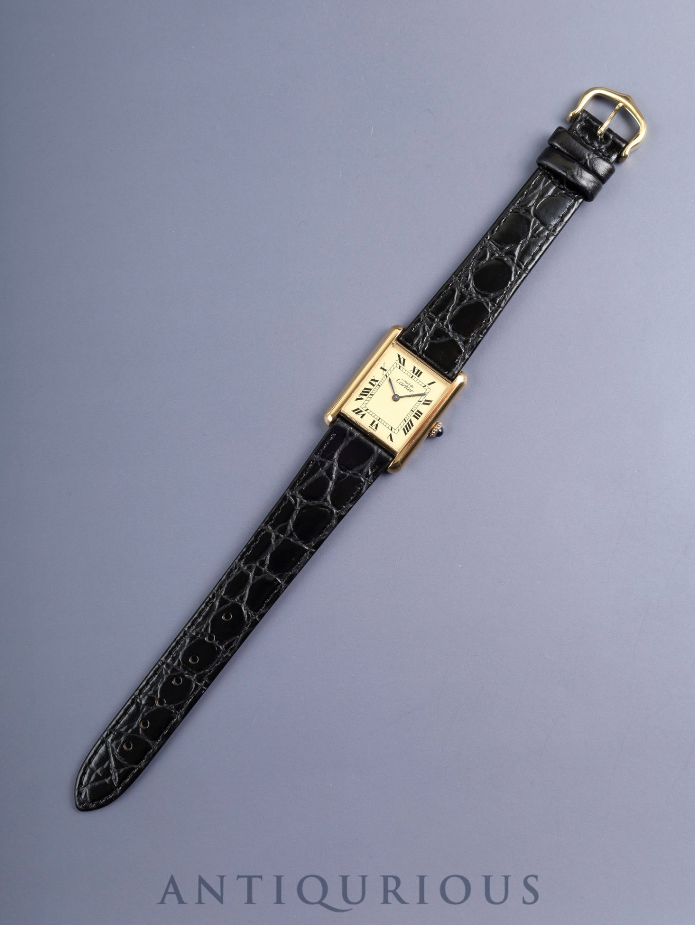 カルティエ マストタンク LM 手巻き Cal.78-1 SV925 革 純正ピンバックル（GP）アイボリーローマン文字盤（SWISS表記 ） 箱 冊子 カード オーバーホール済み