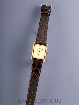 Cartier Must Tank LM 6 Hand-wound Cal.78-1 SV925 Leather Genuine Pin Buckle (GP) Ivory Dial (SWISS marking) Overhauled