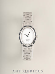 Hermes Clipper Oval CO1.210 Quartz Cal.976.001 SS SS White Guilloche Dial Overhauled