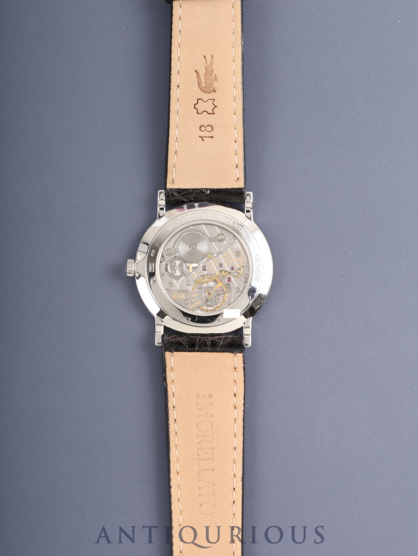 ヴァシュロン・コンスタンタン パトリモニー 33093/000G-0936 手巻き Cal.1003/2 750WG 革 純正ピンバックル（750WG）ホワイト文字盤 箱 ケース 冊子 タグ 保証書（2002年）修理完了紙（無記載）JEAN ROUSSEAU製革ベルト オーバーホール済み
