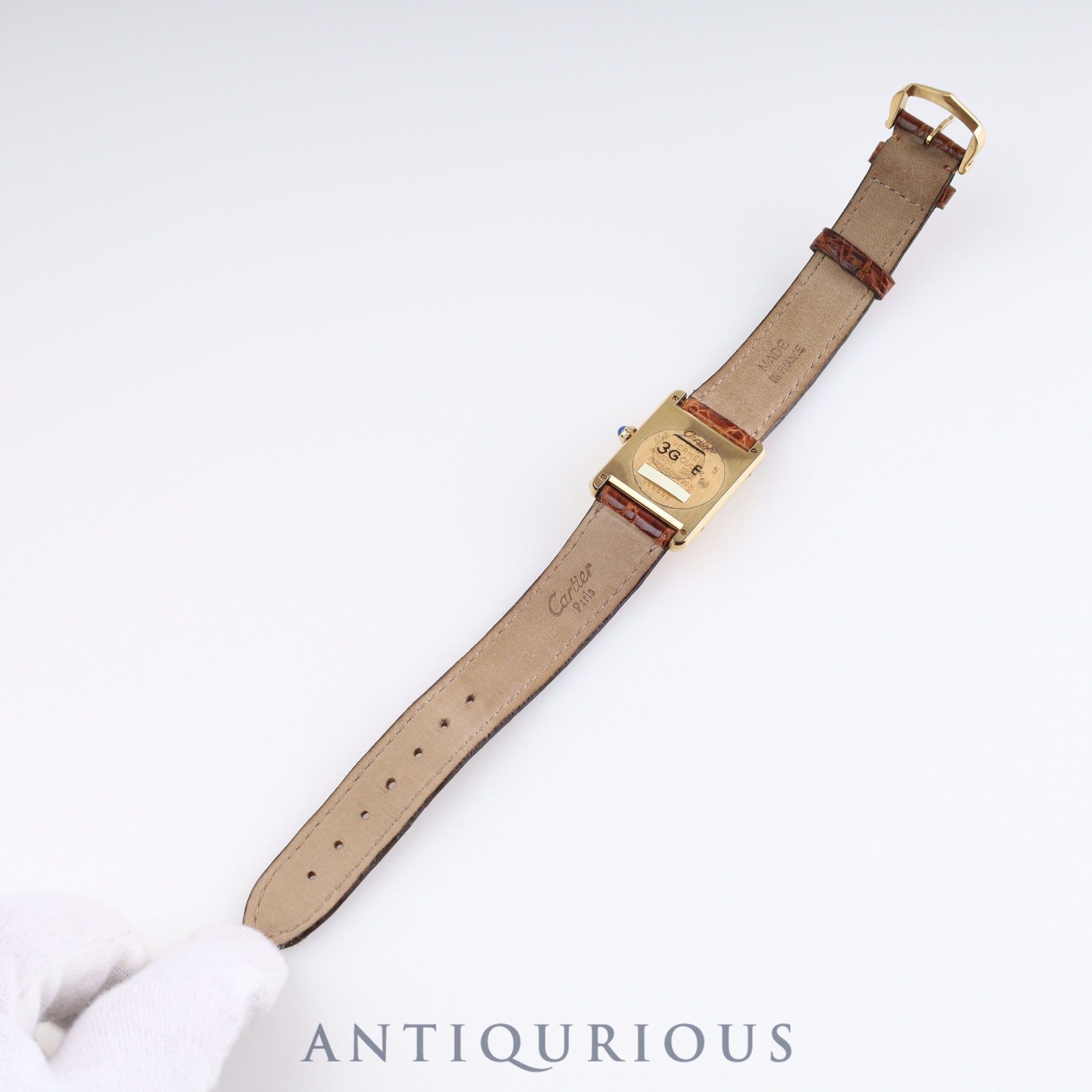 CARTIER Must Tank LM QZ 590005 925 Leather Ivory Dial Genuine Strap