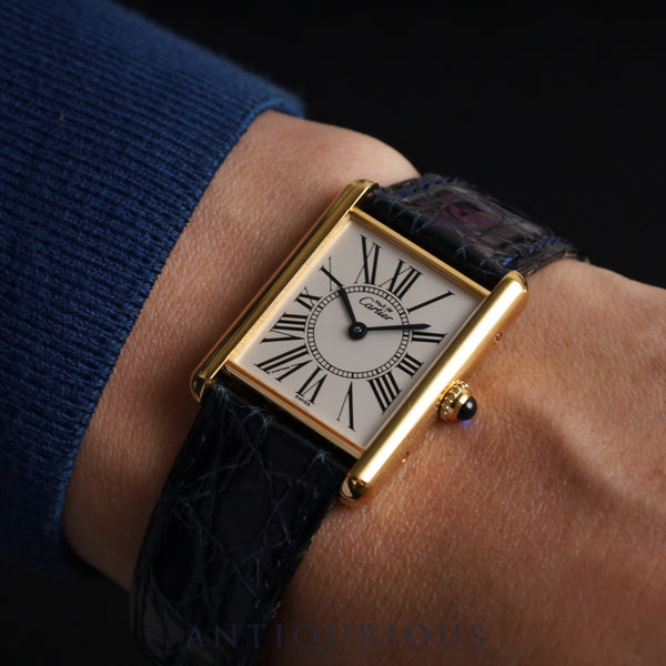 カルティエ マストタンク LM 590005 クォーツ Cal.90 SV925 純正革ベルト 純正Dバックル（GP） オパラン文字盤 箱 冊子 保証書（1997年） オーバーホール済み