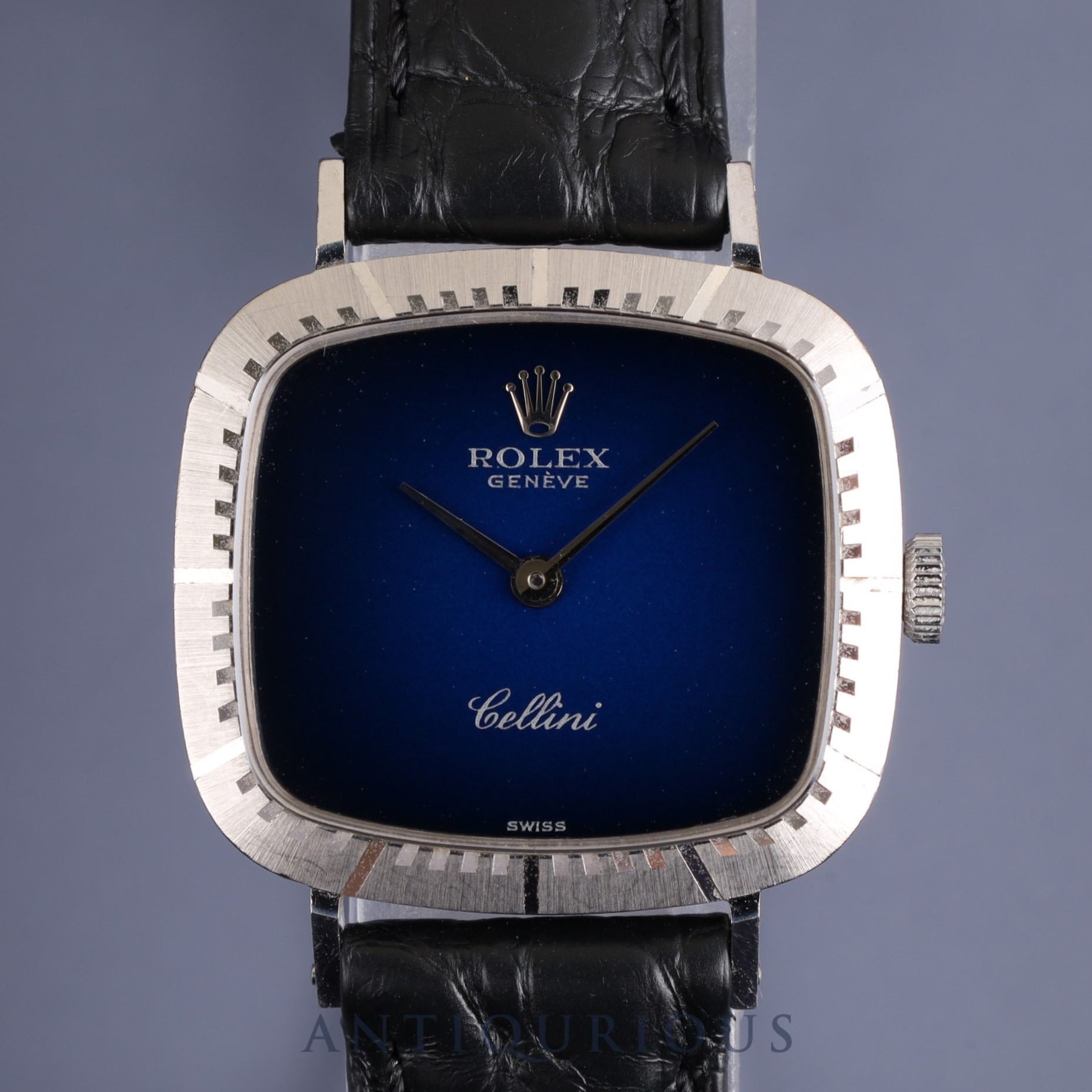 Rolex Cellini 4084 Manual winding 750 Leather Genuine buckle (SS) Blue gradient dial No. 43 (1975) Overhauled