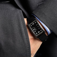 Tiffany East West 34677352 Quartz SS Leather Genuine D Buckle (SS) Black Dial Overhauled