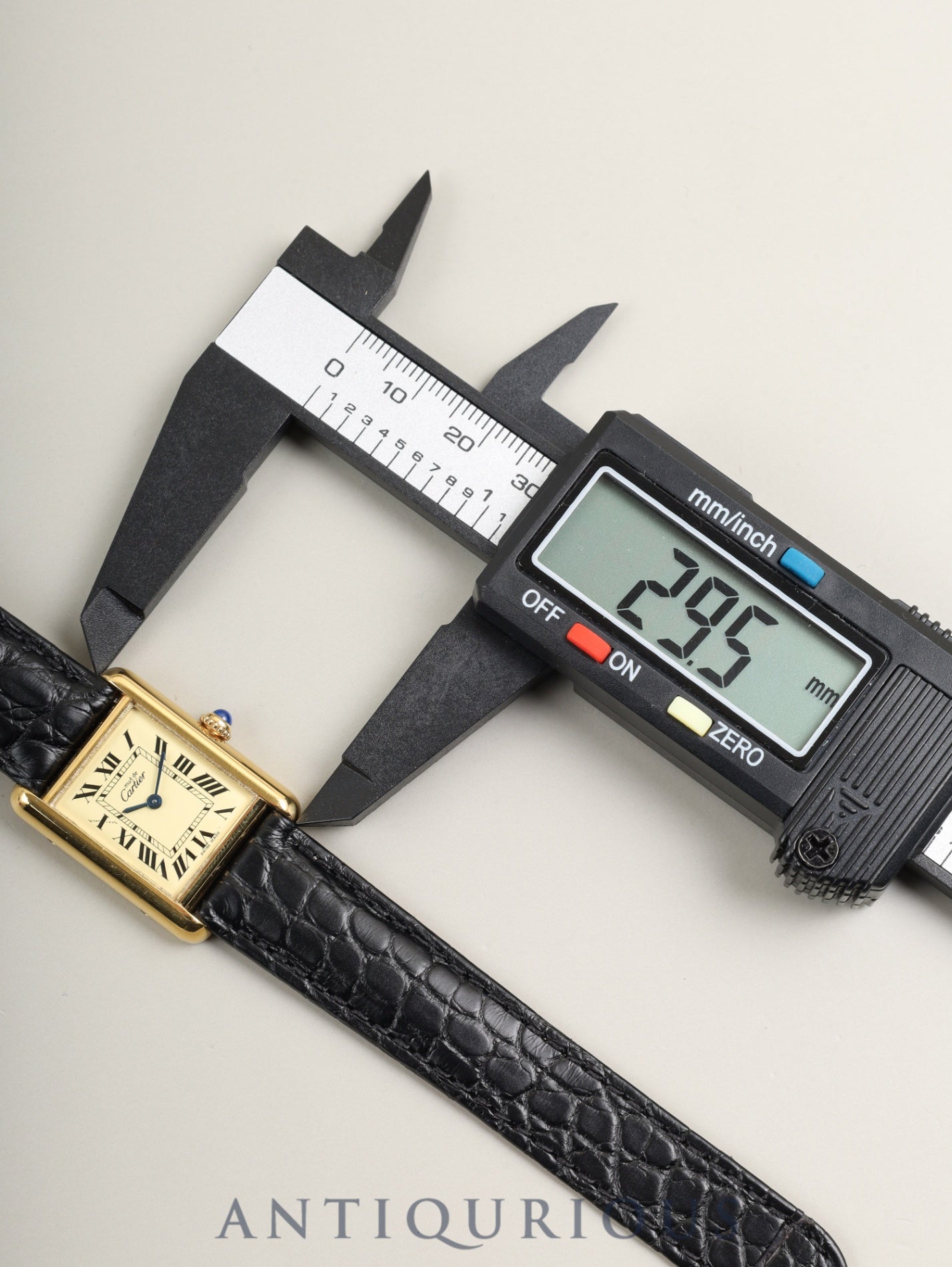 Cartier Must Tank MM 2415 Quartz Caliber 057 SV925 Leather Watch with Genuine D-buckle (GP) Ivory Roman Dial (SWISS MADE Marking) Circa 1990-2004 Box Warranty Card Overhauled