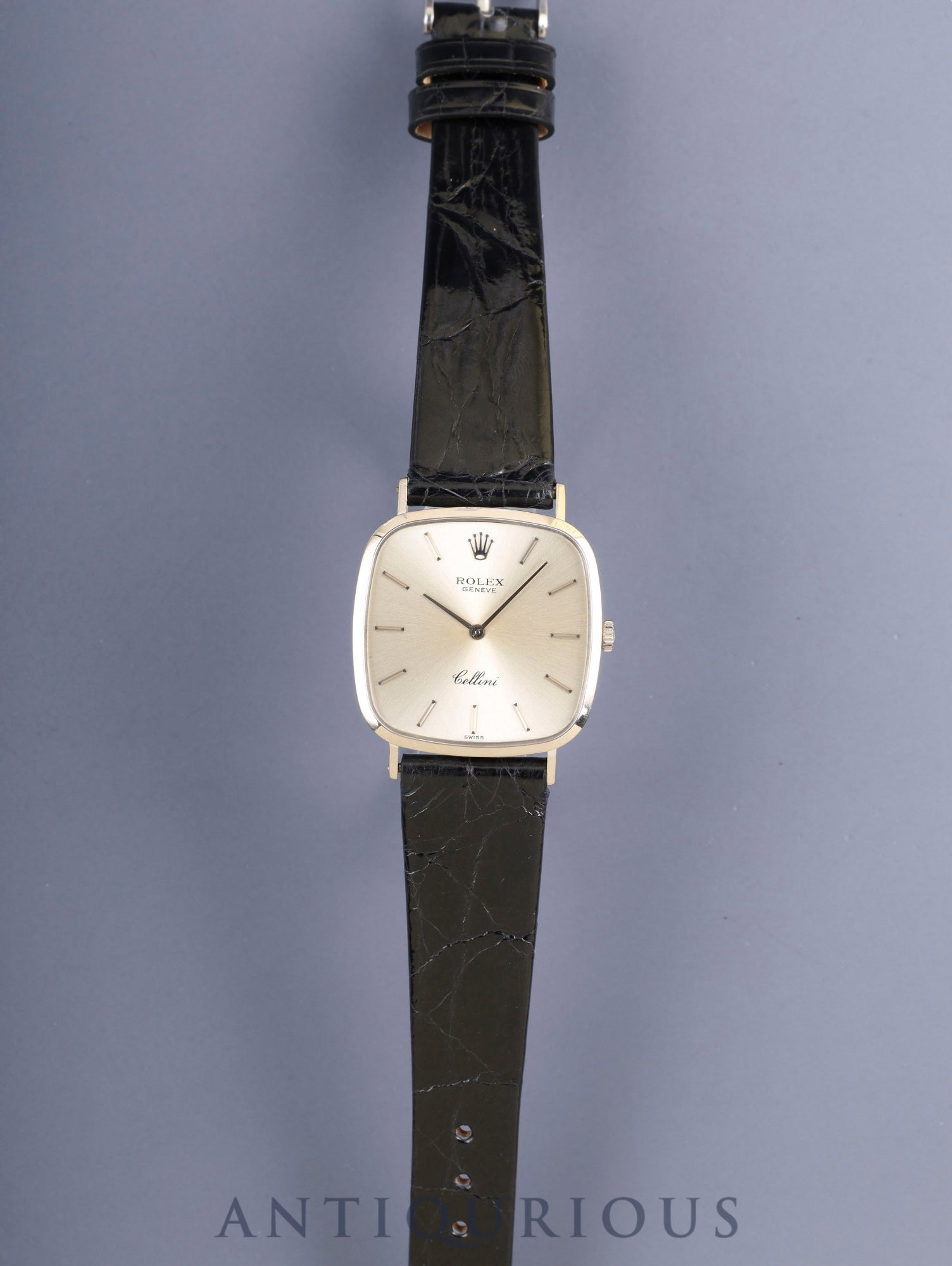 ロレックス チェリーニ 4114 手巻き Cal.1600 革 750WG 純正ピンバックル（SS）シルバー文字盤 42番台（1974年） オーバーホール済み