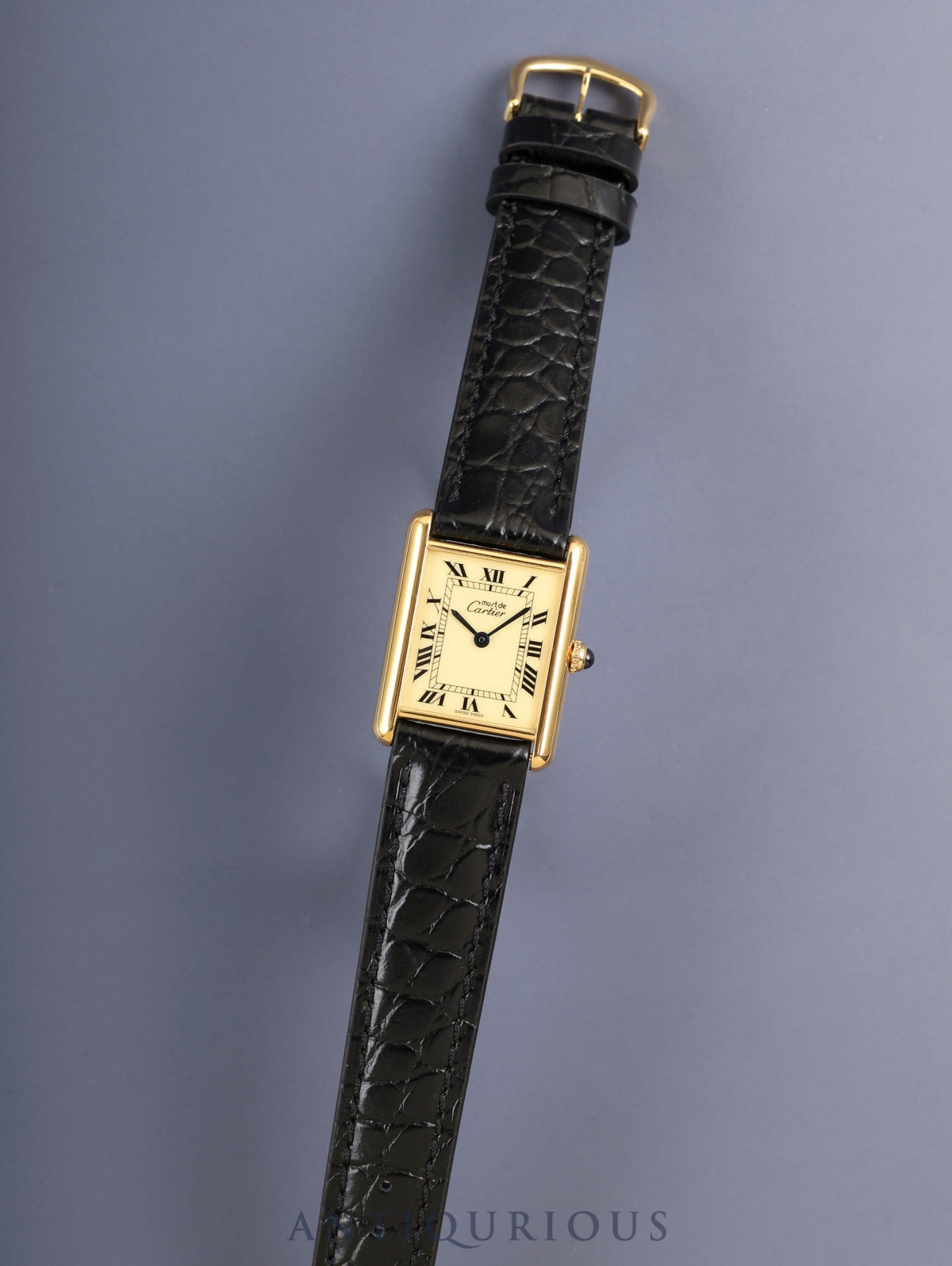 Cartier Must Tank LM 1615 Quartz SV925 Leather Original Pin Buckle (GP) Ivory Roman Dial (SWISS MADE) Polished, Complete Service (Full Maintenance) at Cartier Boutique