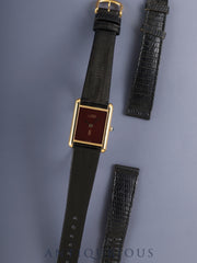 Cartier Must Tank LM 681006 Quartz SV925 Leather Original pin buckle (GP) Garnet dial Bordeaux dial (SWISS MADE) Polished Original leather strap included Complete service (full maintenance) done at a Cartier boutique
