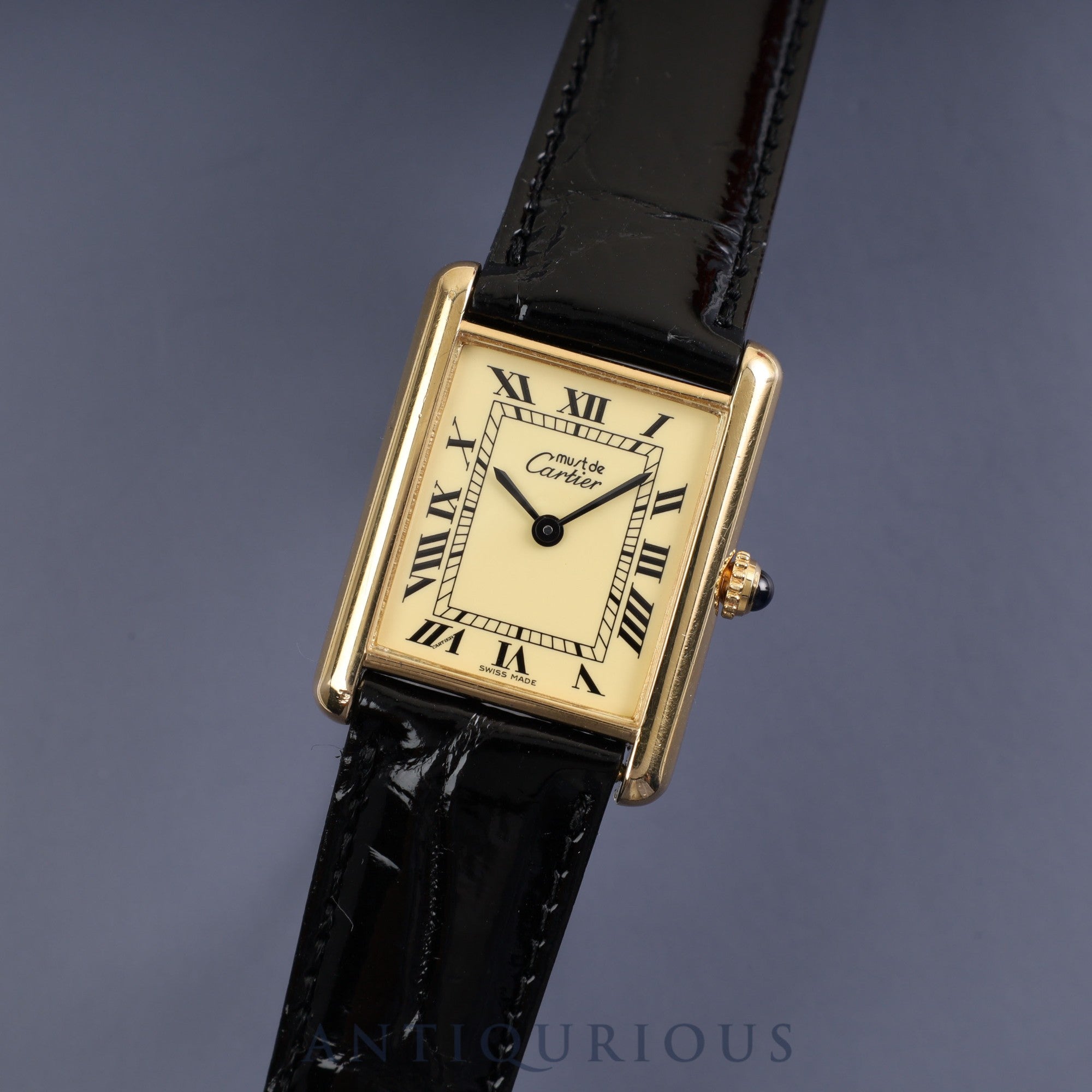 Cartier Must Tank LM Manual Winding SV925 Leather Genuine Buckle (GP) Ivory Roman Dial Cartier Complete Service