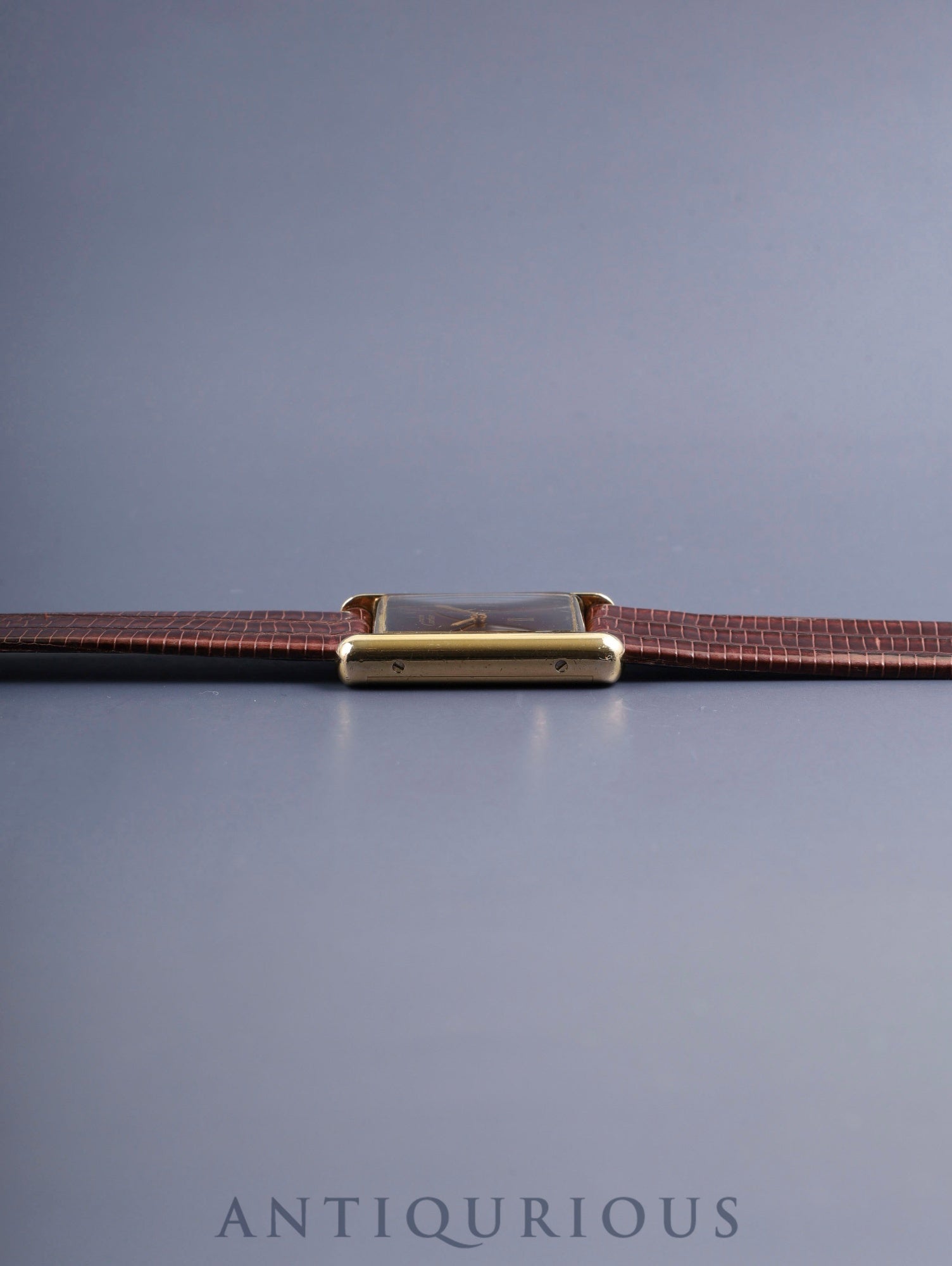 カルティエ マストタンク LM 手巻き Cal.78-1 SV925 革 純正ピンバックル（GP）マホガニー文字盤（SWISS表記） オーバーホール済み ※ケース裏彫り有り