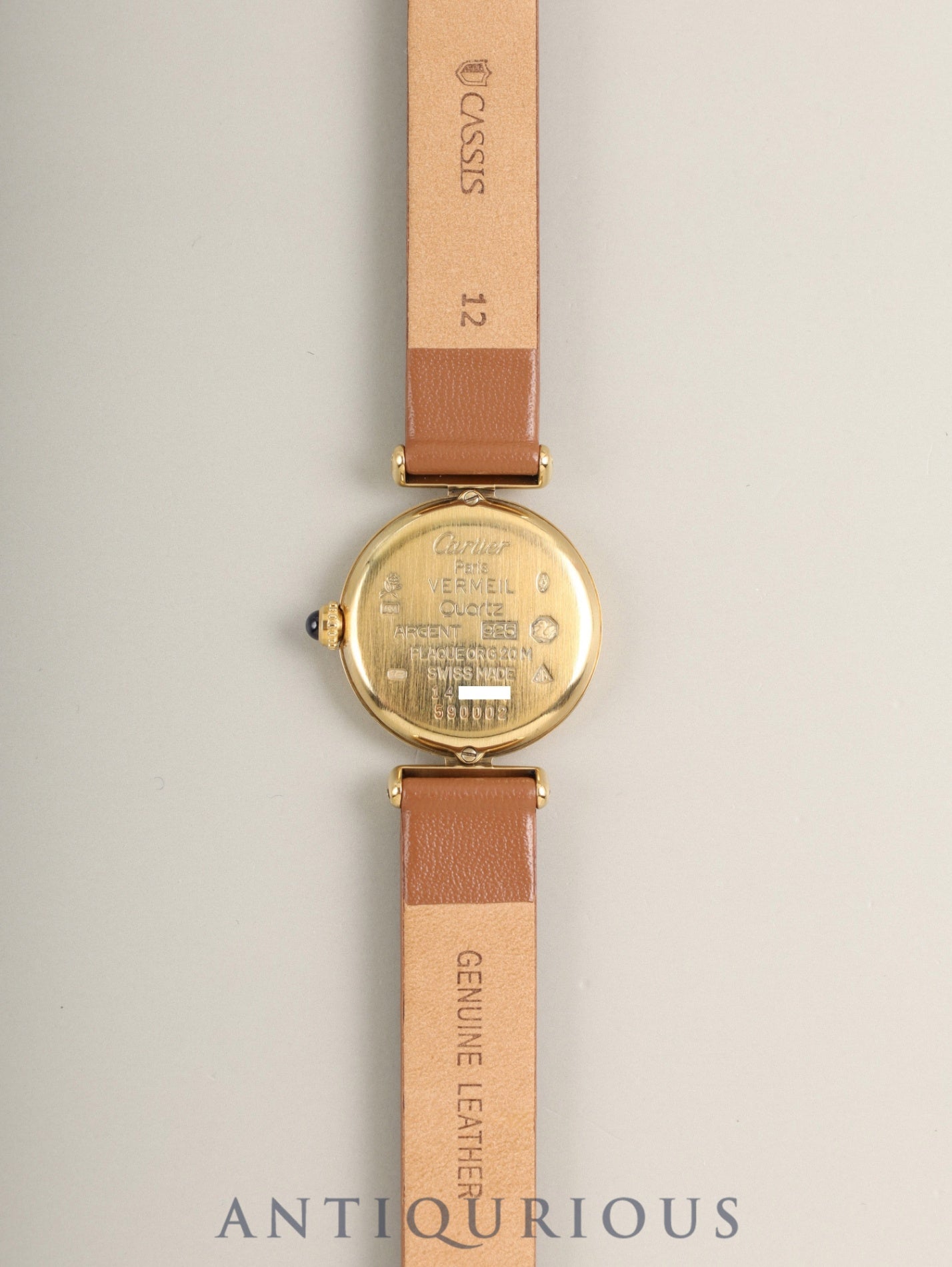 カルティエ マストコリゼ W1000653 / 590002 クォーツ Cal.90.06 SV925 革 純正ピンバックル（GP）アイボリーローマン文字盤 箱 冊子 保証書（無記載）オーバーホール済み