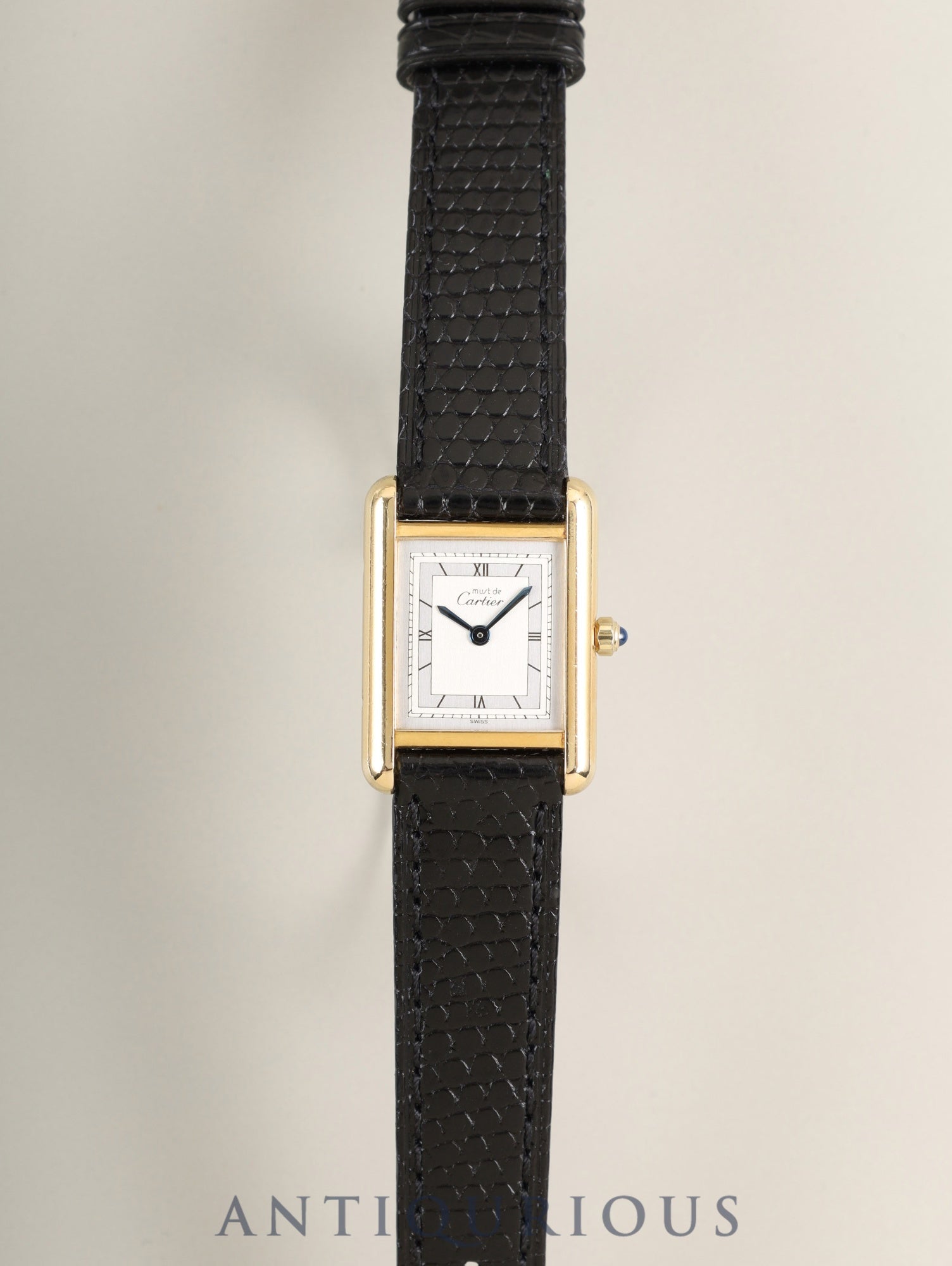 Cartier Must Tank SM 3 66001 Quartz Cal.66 SV925 Leather Original pin buckle (GP) Gray jumping Roman dial (SWISS表記) With original leather belt Overhauled