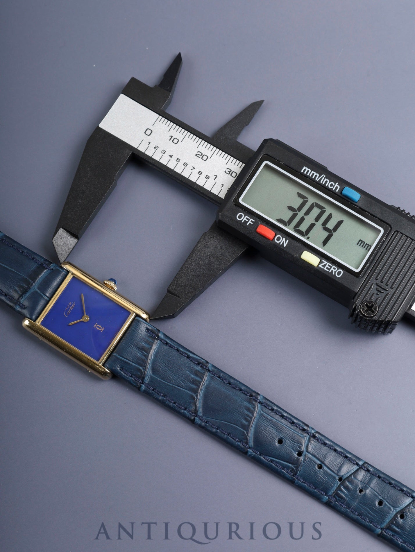 Cartier Must Tank LM Hand-wound Cal.78-1 SV925 Leather Genuine Pin Buckle (GP) Lapis Lazuli Dial (SWISS MADE) Complete service performed at Cartier boutique