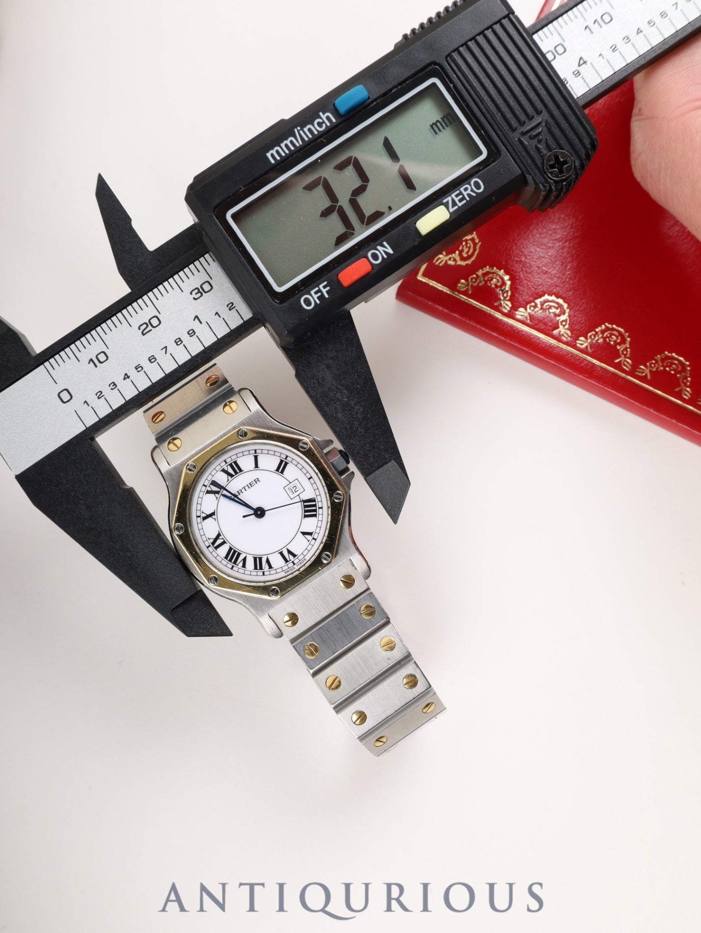 カルティエ サントス オクタゴン LM 2966 AC17.99gr 自動巻き SS×YG SS×YG ホワイトローマン文字盤 箱 保証書（1982年）修理明細書（印刷）タグ カルティエブティックにてコンプリートサービス（フルメンテナンス）済み