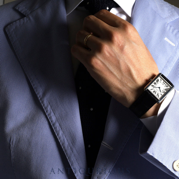 Cartier Tank Solo LM QZ W5200003 / 3169 Silver Dial Stainless Steel Leather Box Warranty Card