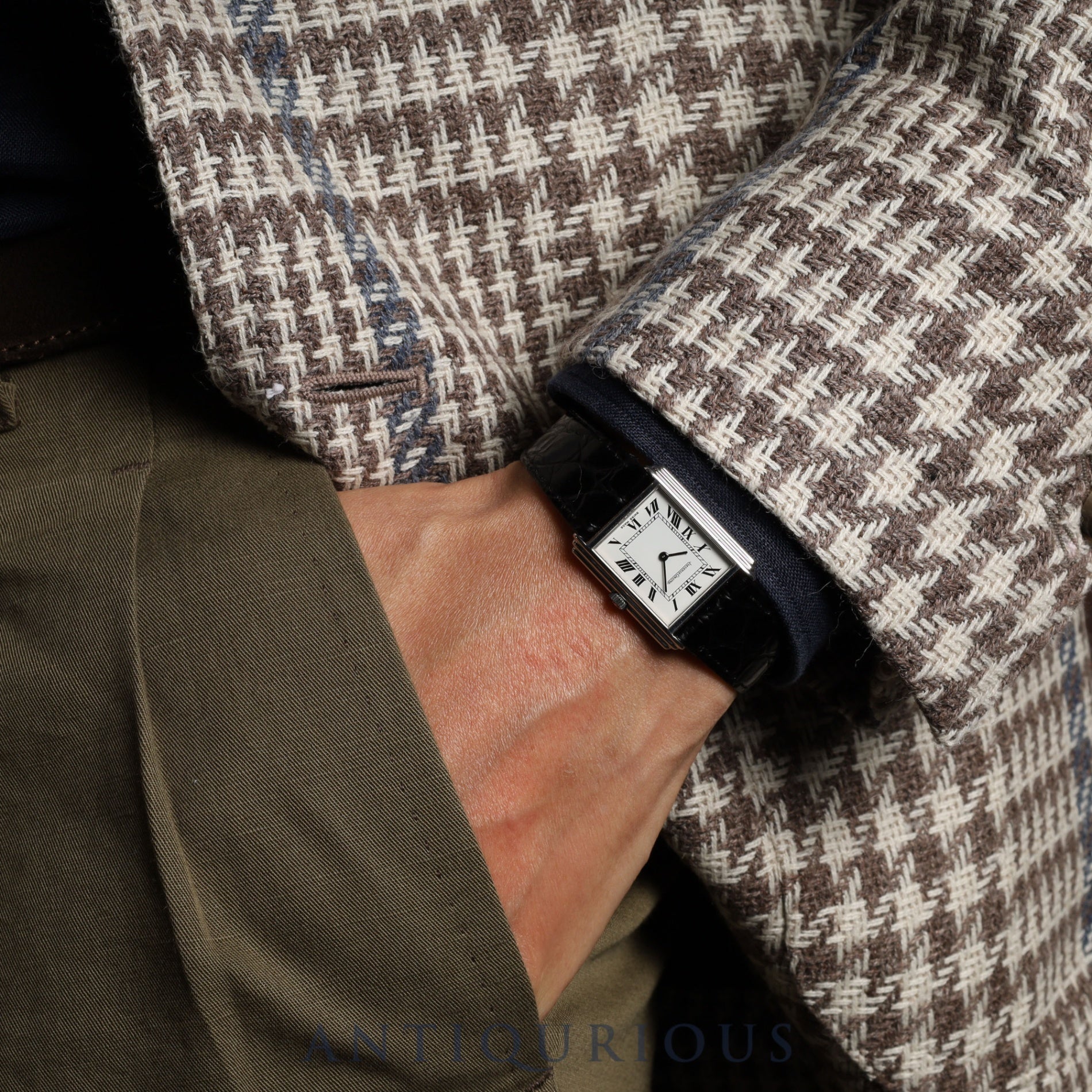 Jaeger-LeCoultre Rectangular 6149 42 Manual Winding Caliber 846 Leather Genuine Buckle (SS) White Roman Dial Booklet Case Warranty (1977) Overhauled