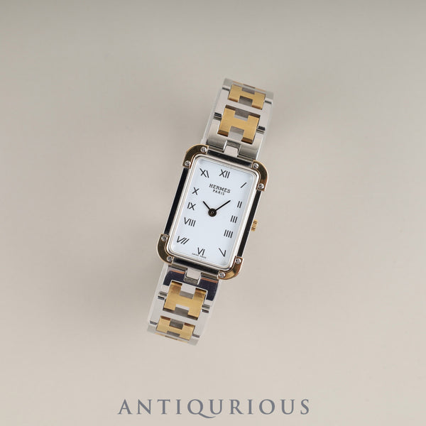 Hermès Cloajour CR1.220 Quartz SS/GP SS/GP White Dial Box Warranty (2001) Overhauled