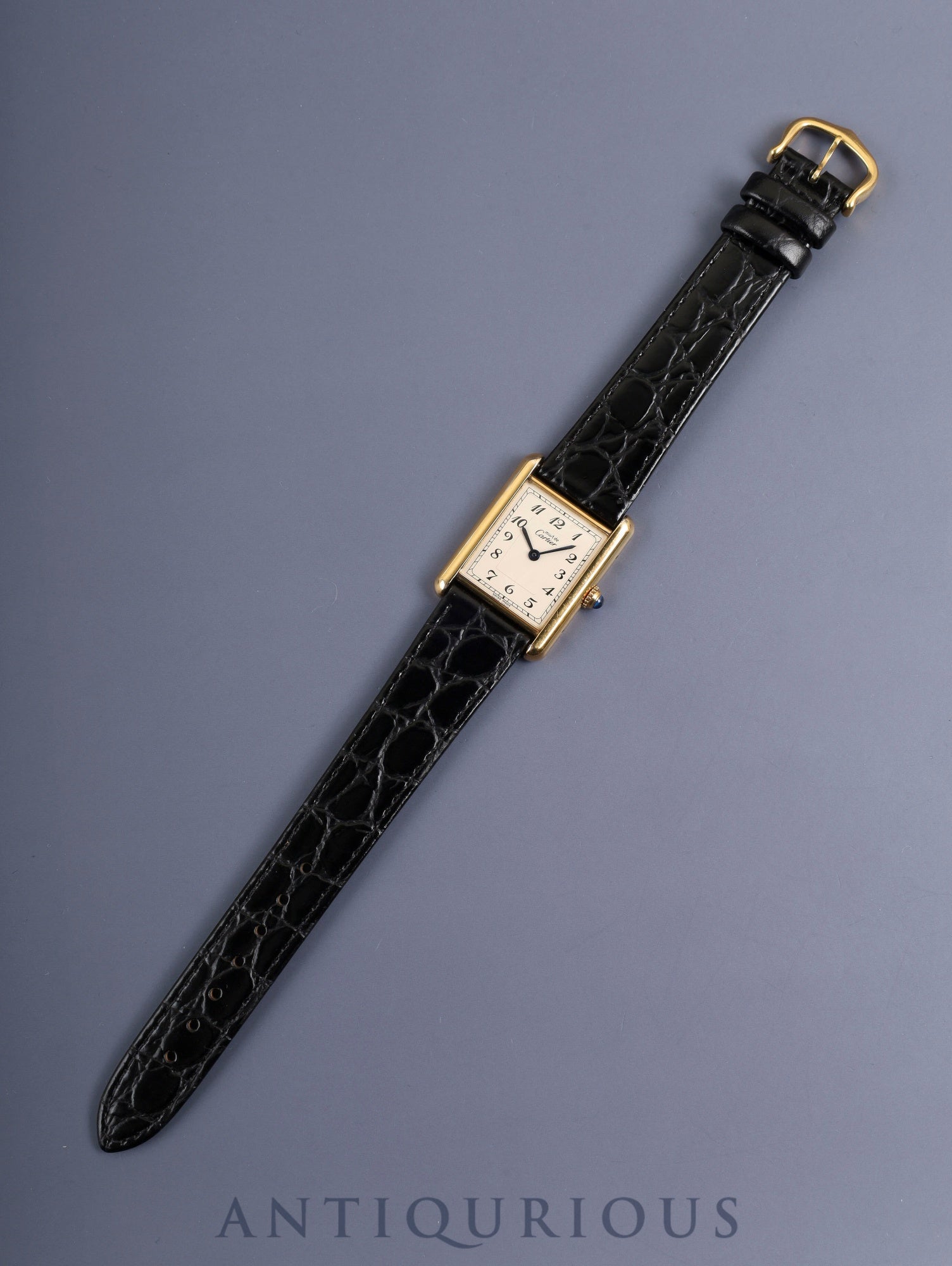 Cartier Must Tank LM 590005 Quartz SV925 Leather Genuine Pin Buckle (GP) Arabic Dial (SWISS MADE) Overhauled, Complete Service at Cartier Boutique