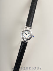 Cartier Must Colisee W1001665 / 1903 Quartz Caliber 90 SV925 Leather Strap with Genuine D-Clasp (Stainless Steel) White Roman Dial Overhauled Crown