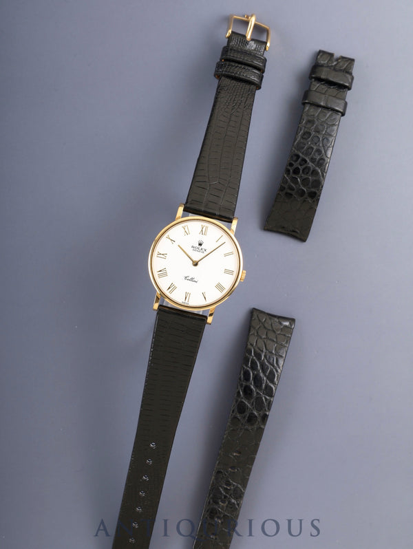 ロレックス チェリーニ 5112 手巻き Cal.1602 750YG 革 純正ピンバックル（750YG） ホワイトローマン文字盤 W番（1994年～1995年）純正レザーベルト付き オーバーホール済み