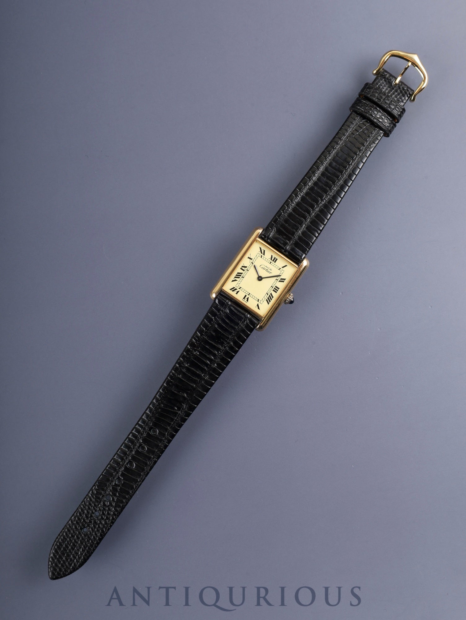 カルティエ マストタンク LM 手巻き Cal.78-1 SV925 革 純正尾錠（GP）アイボリーローマン文字盤（SWISS表記）オーバーホール済み