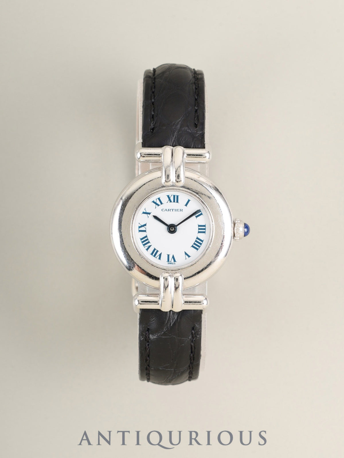 Cartier Must Colisée 590002 Quartz Cal.690 SV925 Leather Genuine Deployant Buckle (SS) White Roman Dial Overhauled
