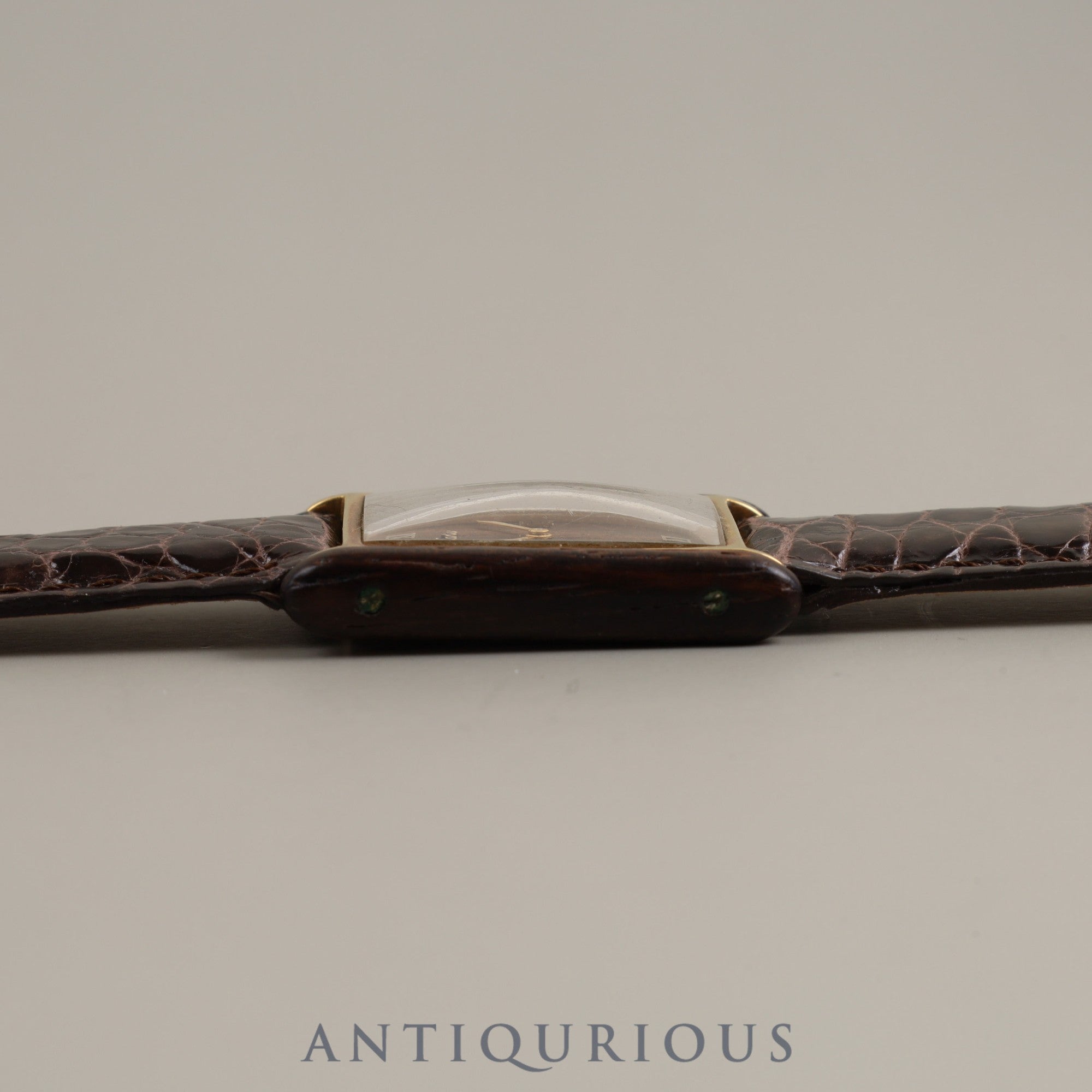 CARTIER カルティエ ORGANIC TANK WOOD オーガニックタンクウッド 21611 手巻き Cal.78-1 GP 革 ウッド文字盤 1975～1976年製 カルティエブティック限定3,000本