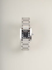 カルティエ タンクフランセーズ SM W51026Q3 / 2384 クォーツ Cal.057 SS SS ブラックローマン文字盤 箱 保証書（2003年）オーバーホール済み