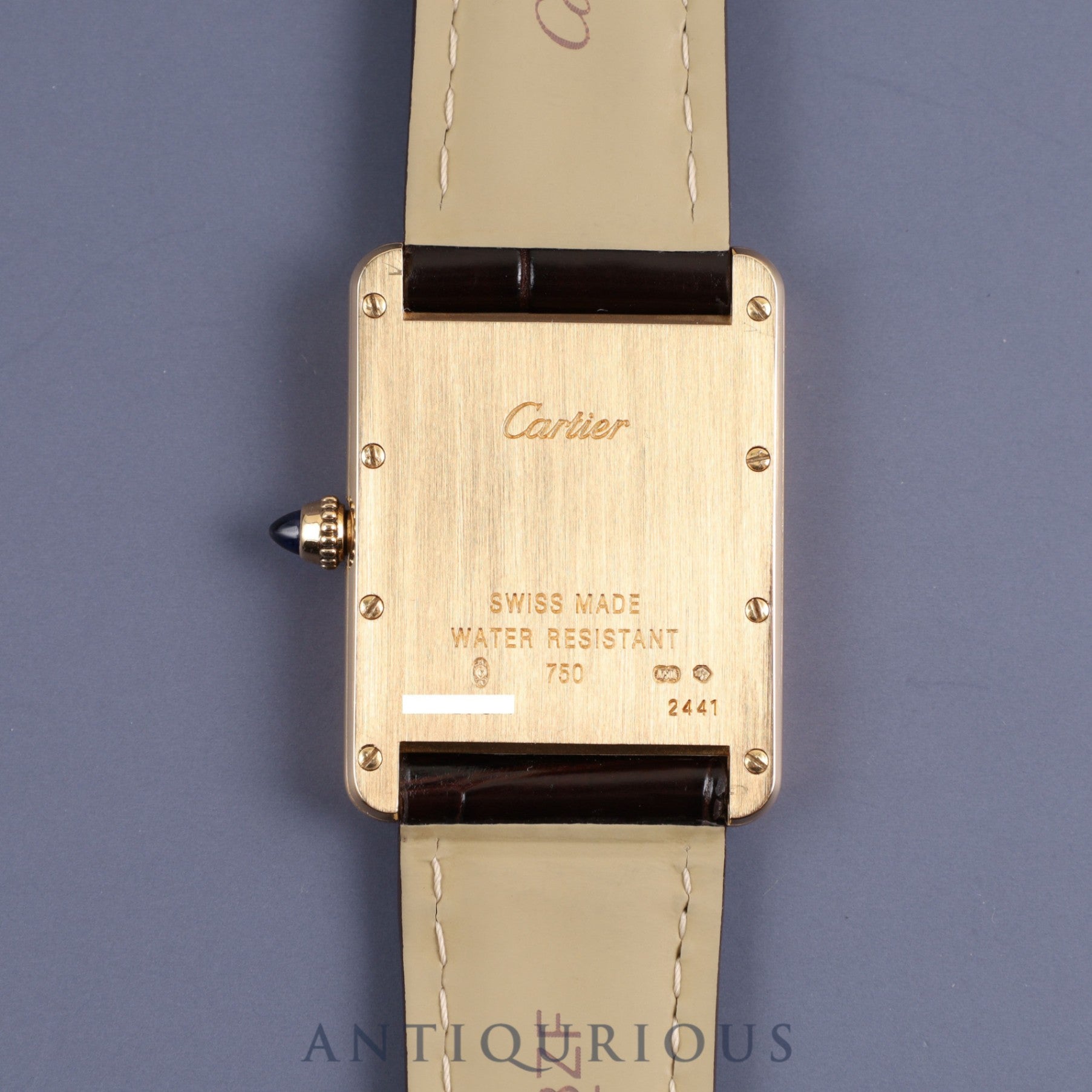 CARTIER TANK LOUIS CARTIER LM W1529756 / 2441 Quartz Cal.688 YG Genuine leather Genuine buckle (750) White Roman dial Warranty (2011) Overhauled