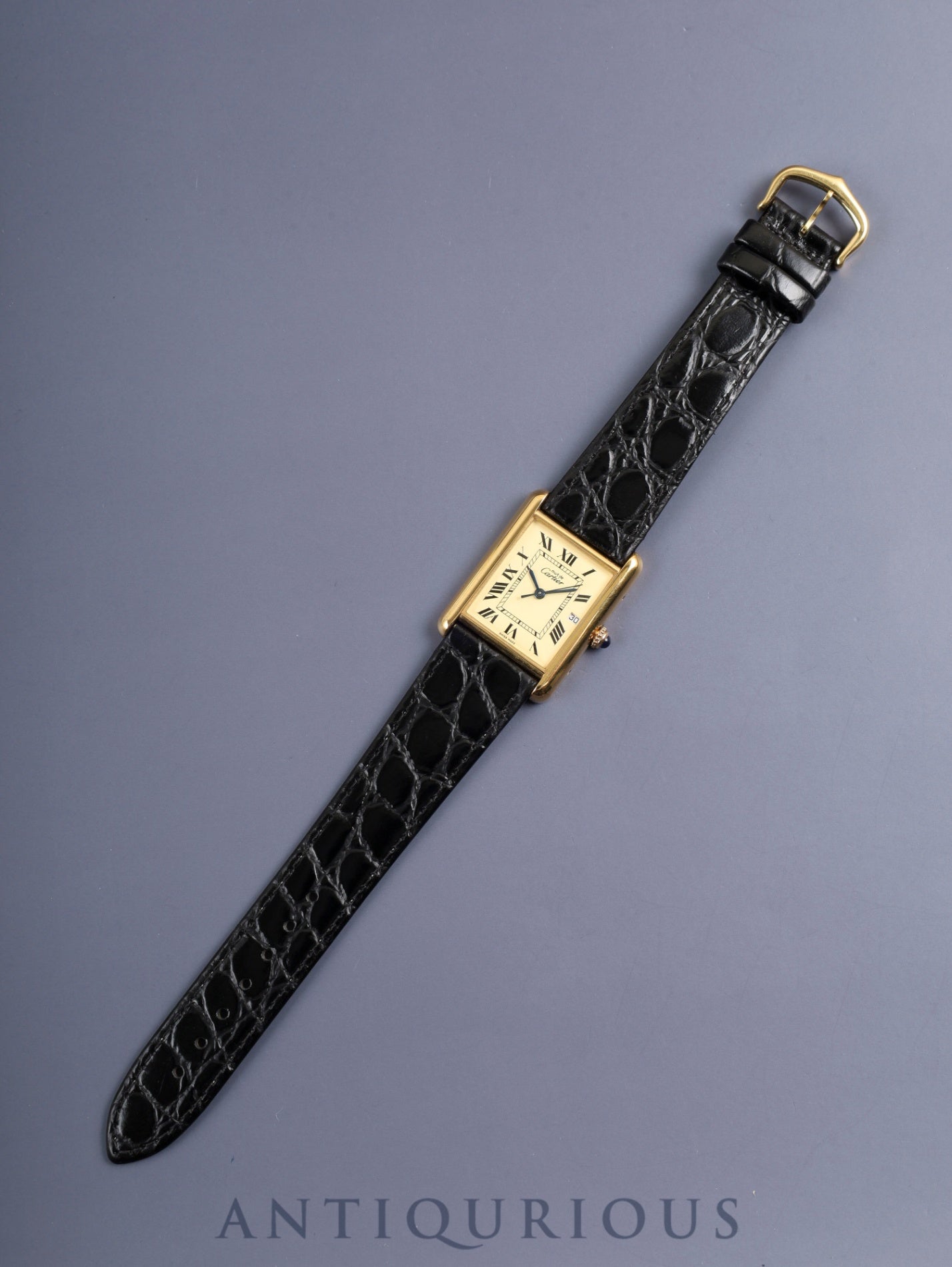 Cartier Must Tank GM (XL) 2413 Quartz Cal.687 SV925 Leather Genuine Pin Buckle (GP) Ivory Roman Dial (SWISS MADE marking) Box Manual Warranty (blank) Overhauled