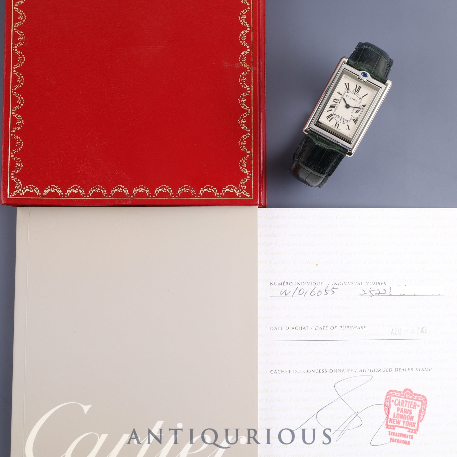 Cartier Tank Basculant LM W1016055 / 2522 Quartz SS Genuine leather strap Genuine D buckle (SS) White Roman dial Warranty (2002) booklet Completed Cartier boutique service *Case initials engraved on the back