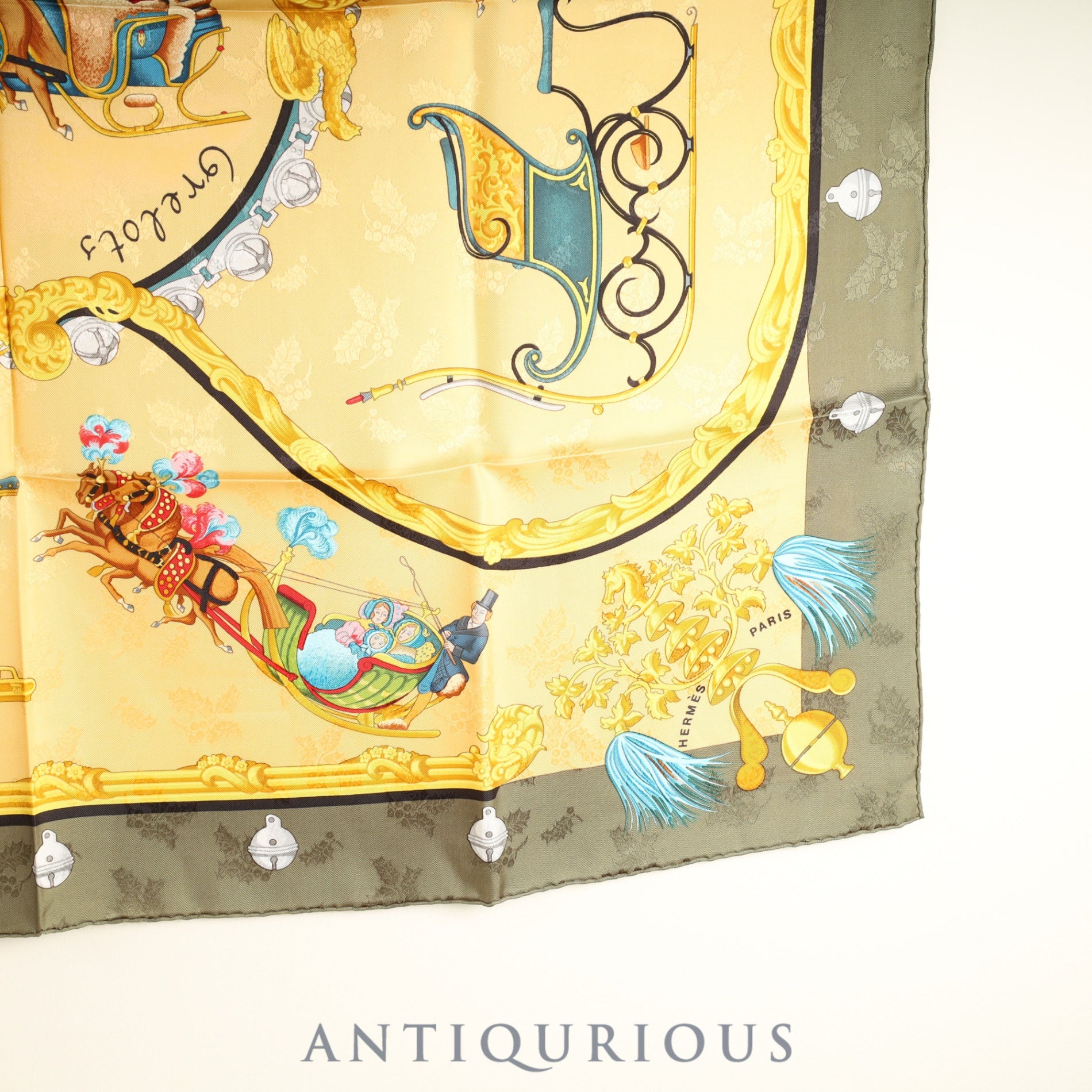 Hermes Scarf Carré 90 Feather and Bell Case SILK 100%
