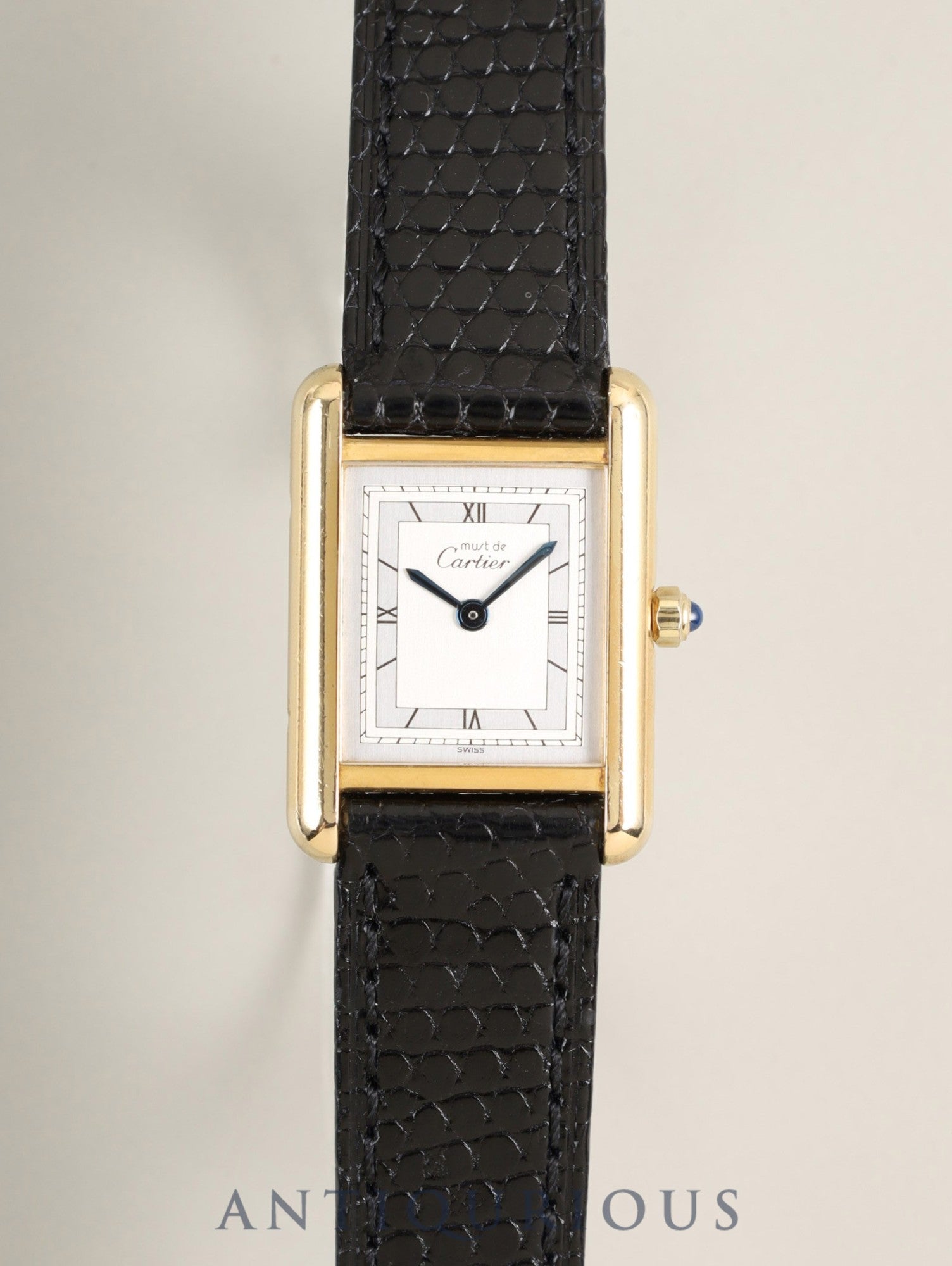 Cartier Must Tank SM 3 66001 Quartz Cal.66 SV925 Leather Original pin buckle (GP) Gray jumping Roman dial (SWISS表記) With original leather belt Overhauled
