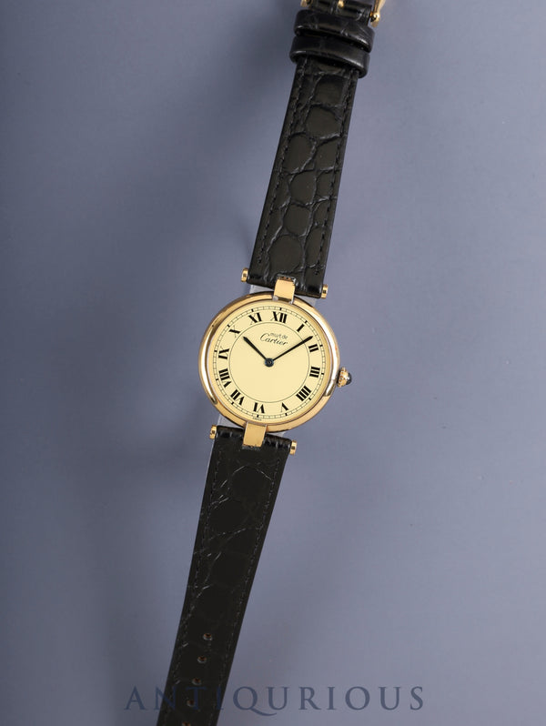 カルティエ マスト ヴァンドーム VLC LM 590003 クォーツ Cal.90 SV925 革 純正尾錠（GP） アイボリーローマン文字盤（SWISS表記） オーバーホール済み