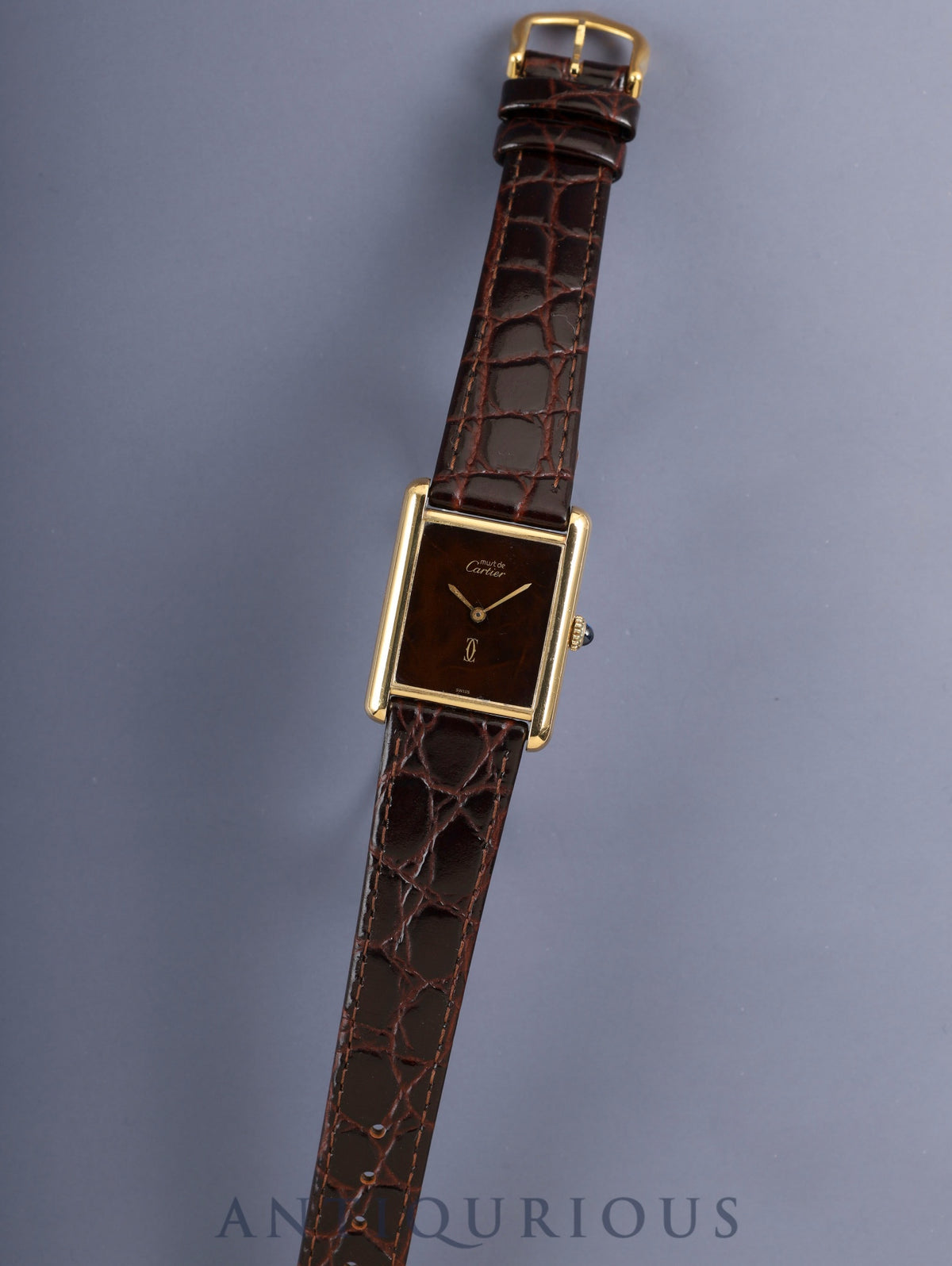 Cartier Must Tank LM Hand-wound Cal.78-1 SV925 Leather Original Pin Buckle (GP) Mahogany Dial (SWISS marking) Box Overhauled