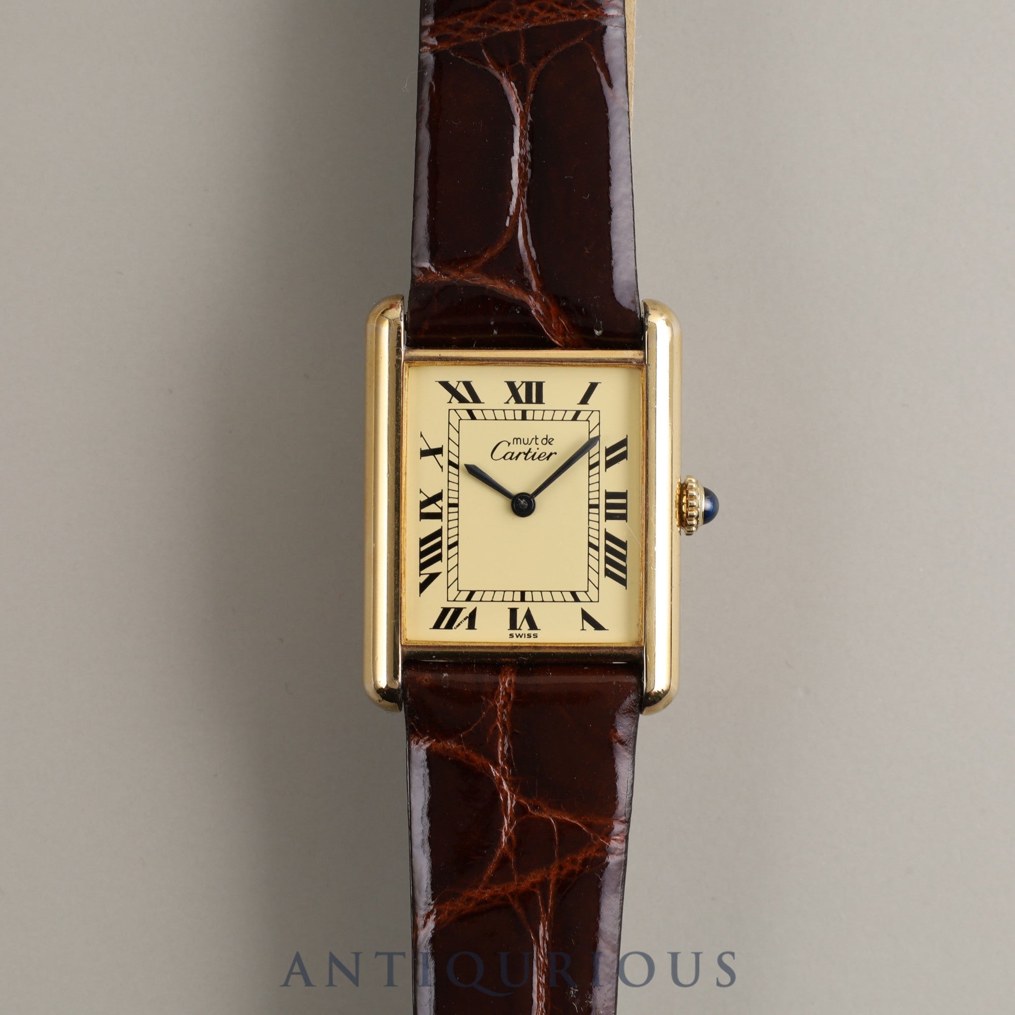 Cartier Must Tank LM Manual Winding Cal.78-1 SV925 Leather Ivory Dial Box Warranty (1982)