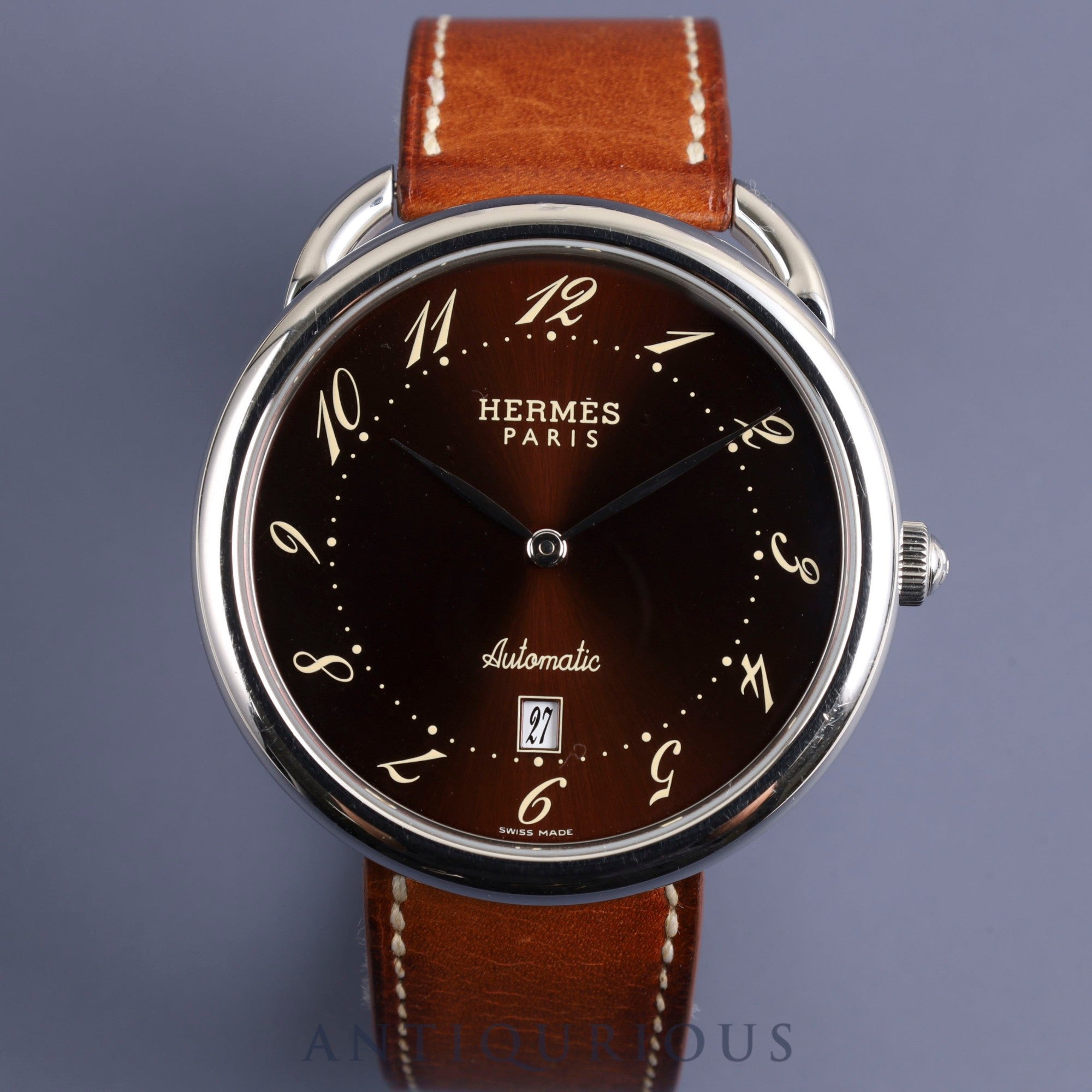 Hermes Arceau AR4.810 Automatic SS Genuine leather strap Genuine buckle (SS) Brown Arabic dial Box Warranty card (unsigned) Overhauled